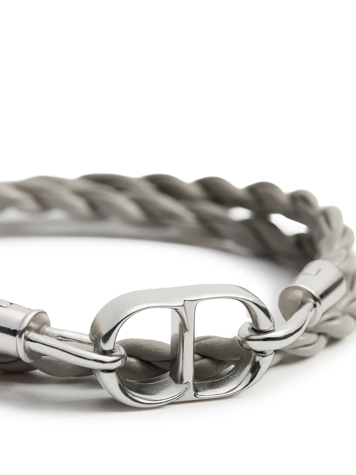 CD ICON DOUBLE BRACELET IN BRAIDED LEATHER - Image 3