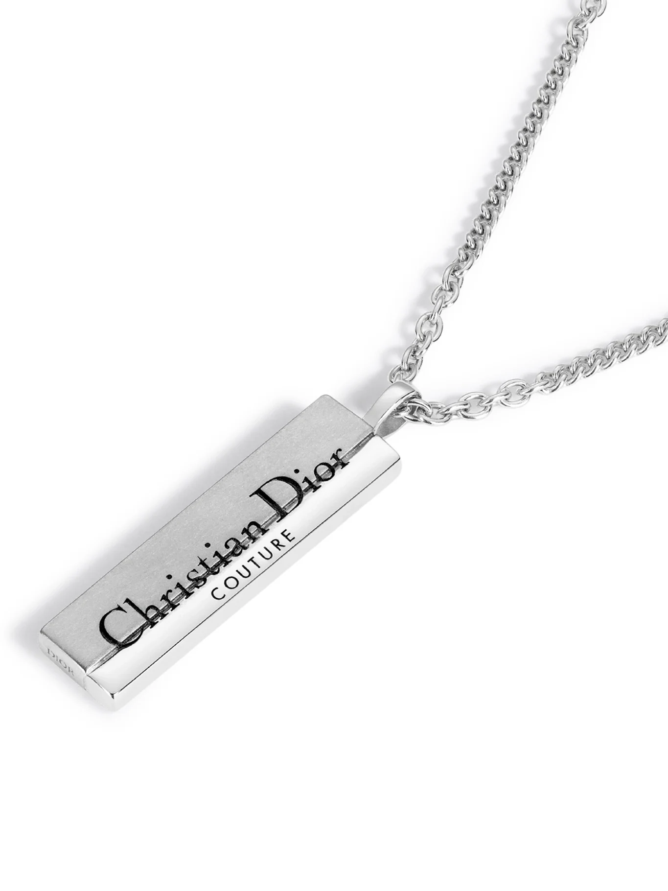 CHRISTIAN DIOR COUTURE CUT SILVER AND BLACK RESIN PLATE PENDANT NECKLACE - Image 2