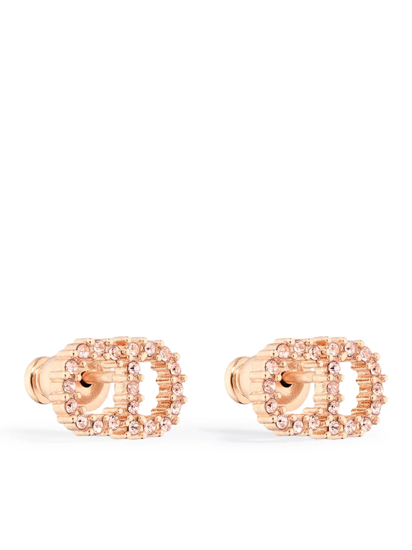 CLAIR D LUNE PINK FINISH METAL STUD EARRINGS WITH PINK CRYSTALS - Image 2