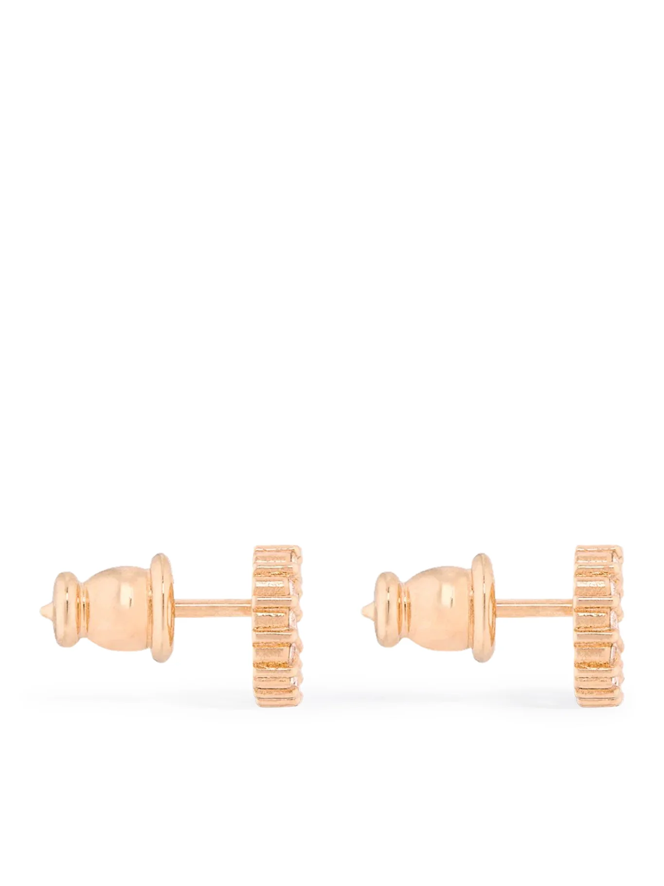 CLAIR D LUNE PINK FINISH METAL STUD EARRINGS WITH PINK CRYSTALS - Image 3