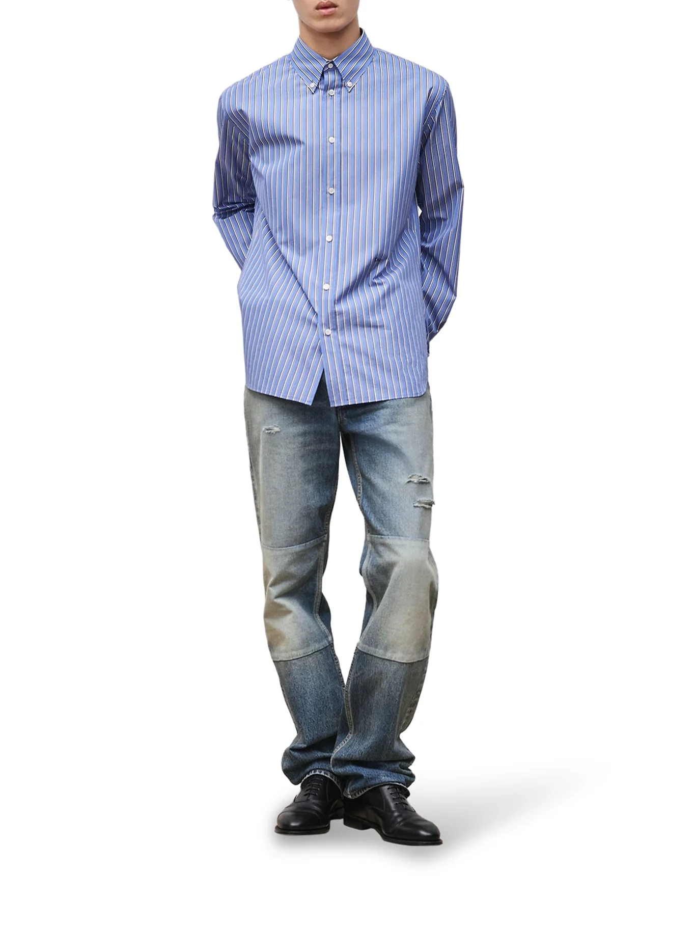 DIOR EMBROIDERED SHIRT IN STRIPED COTTON POPLIN - Image 2