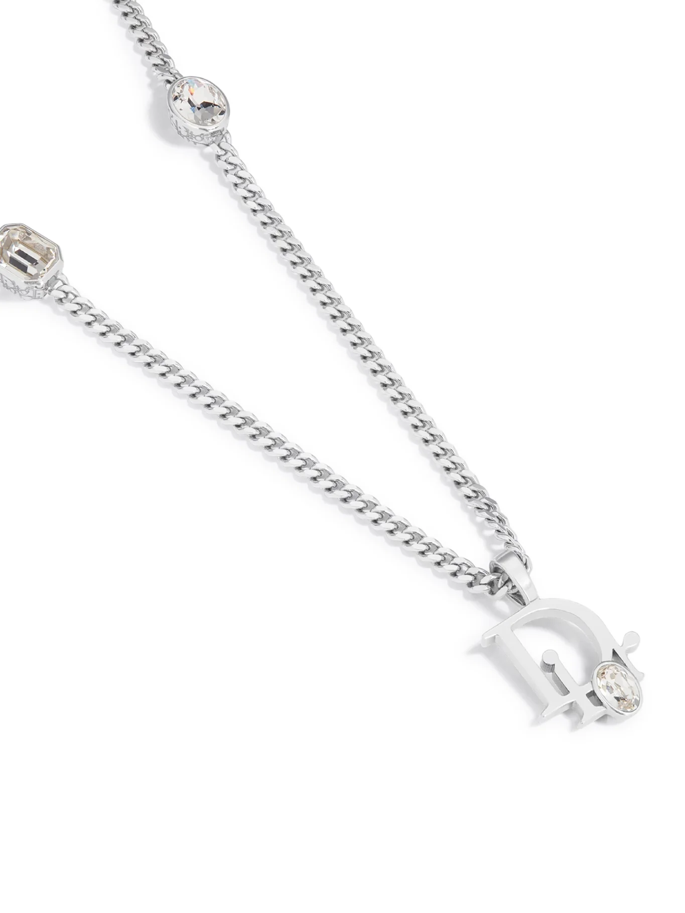 DIOR SPARKLE PENDANT NECKLACE BRASS WITH SILVER-TONE FINISH - Image 2
