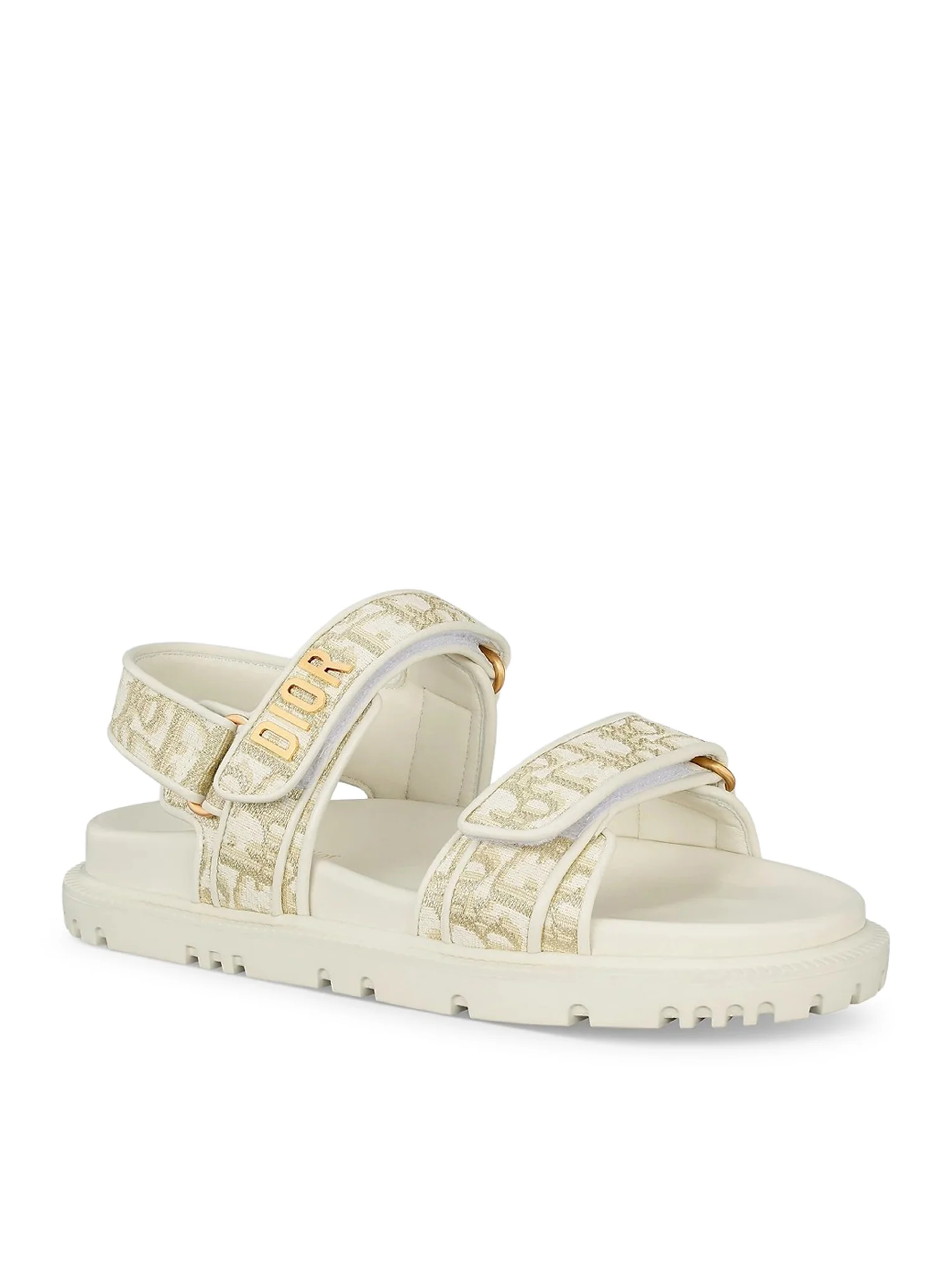 DIORACT SANDAL IN WHITE OBLIQUE JACQUARD WITH GOLD-COLOURED METALLIC THREAD - Image 3