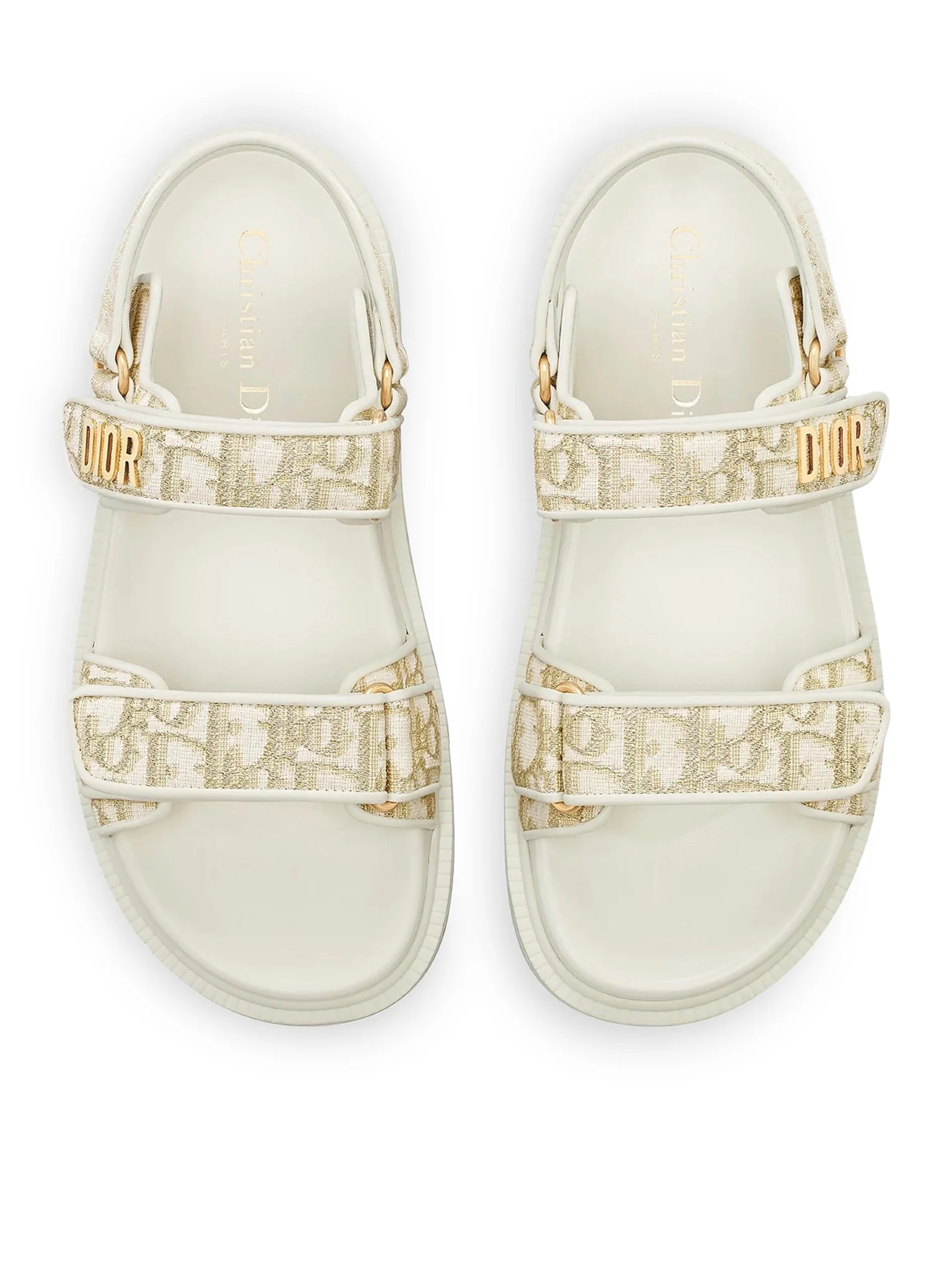 DIORACT SANDAL IN WHITE OBLIQUE JACQUARD WITH GOLD-COLOURED METALLIC THREAD - Image 4