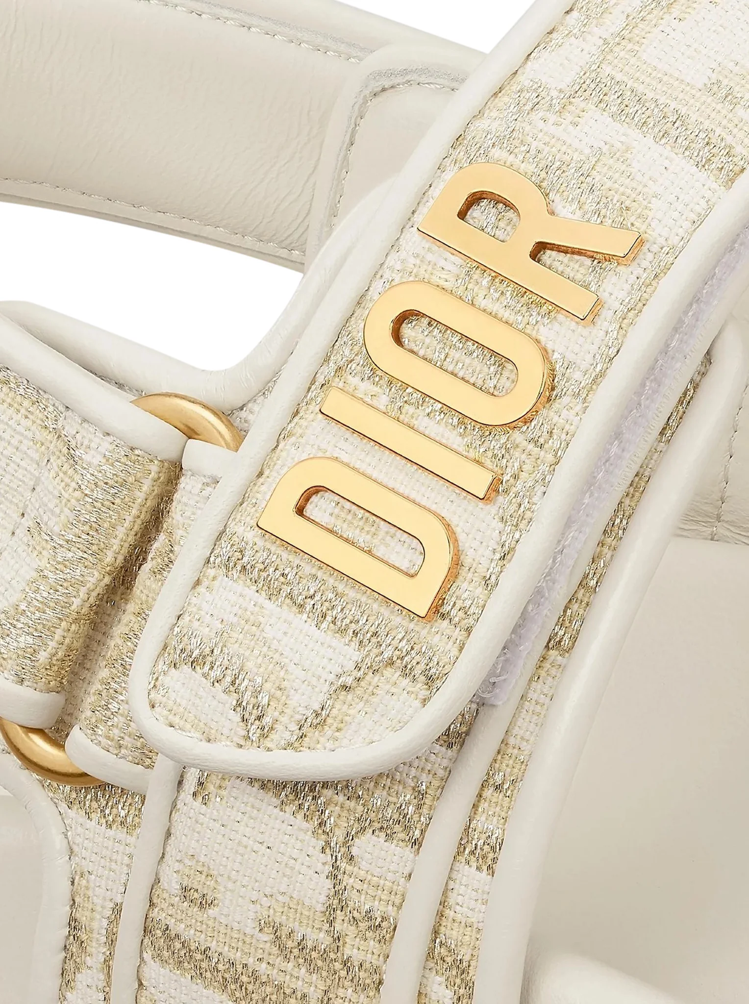 DIORACT SANDAL IN WHITE OBLIQUE JACQUARD WITH GOLD-COLOURED METALLIC THREAD - Image 5