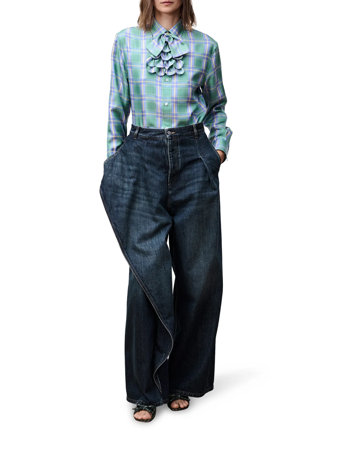 DRAPED FLARED JEANS - Image 2