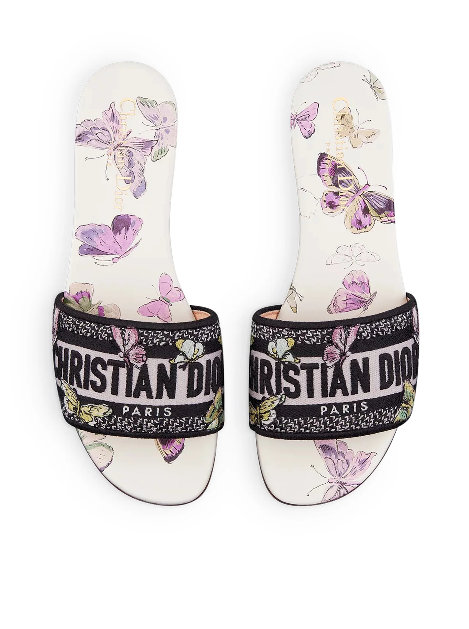 DWAY SANDAL IN EMBROIDERED COTTON WITH WHITE AND PURPLE BUTTERFLY MOTIF - Image 4