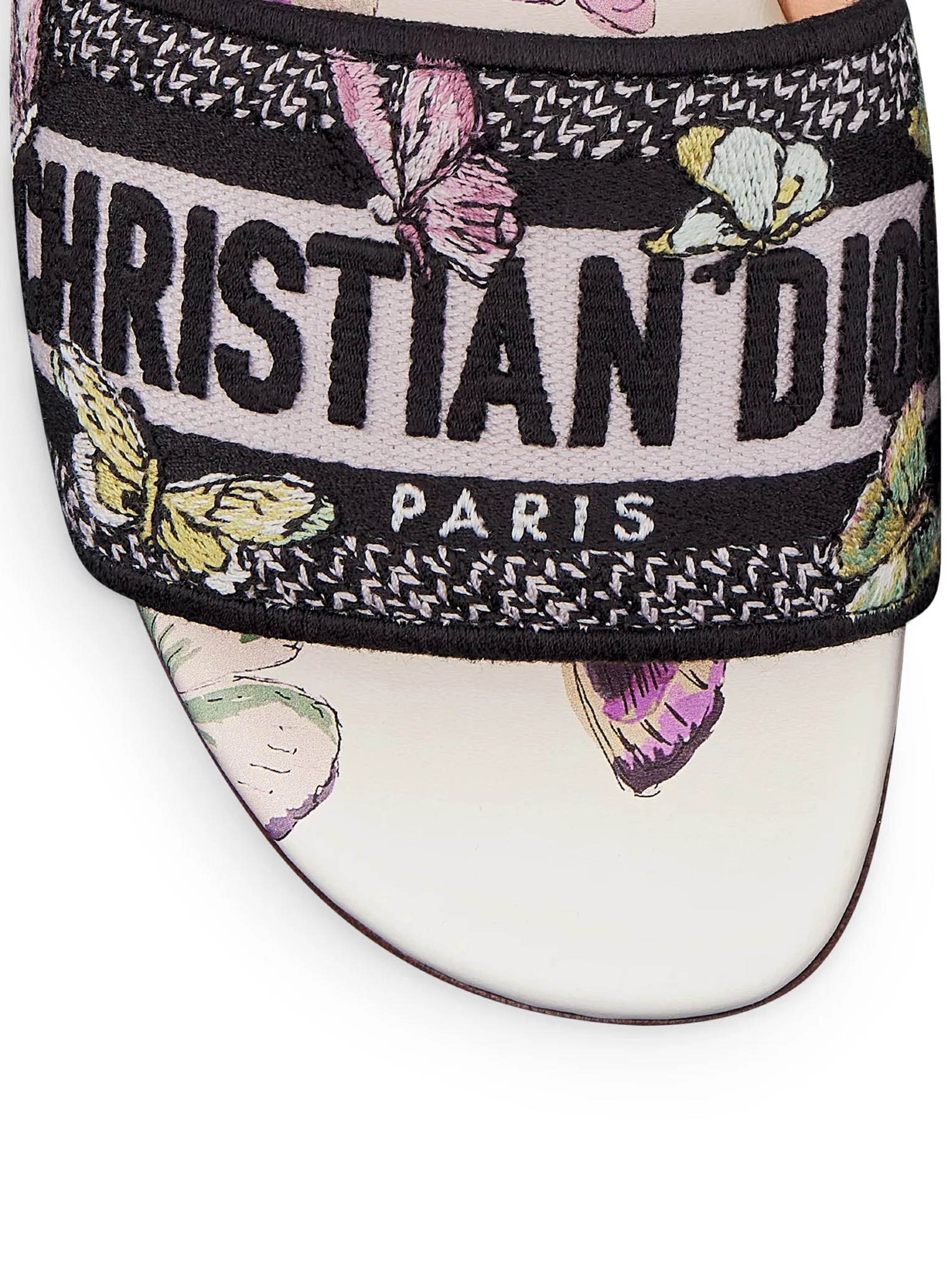 DWAY SANDAL IN EMBROIDERED COTTON WITH WHITE AND PURPLE BUTTERFLY MOTIF - Image 5