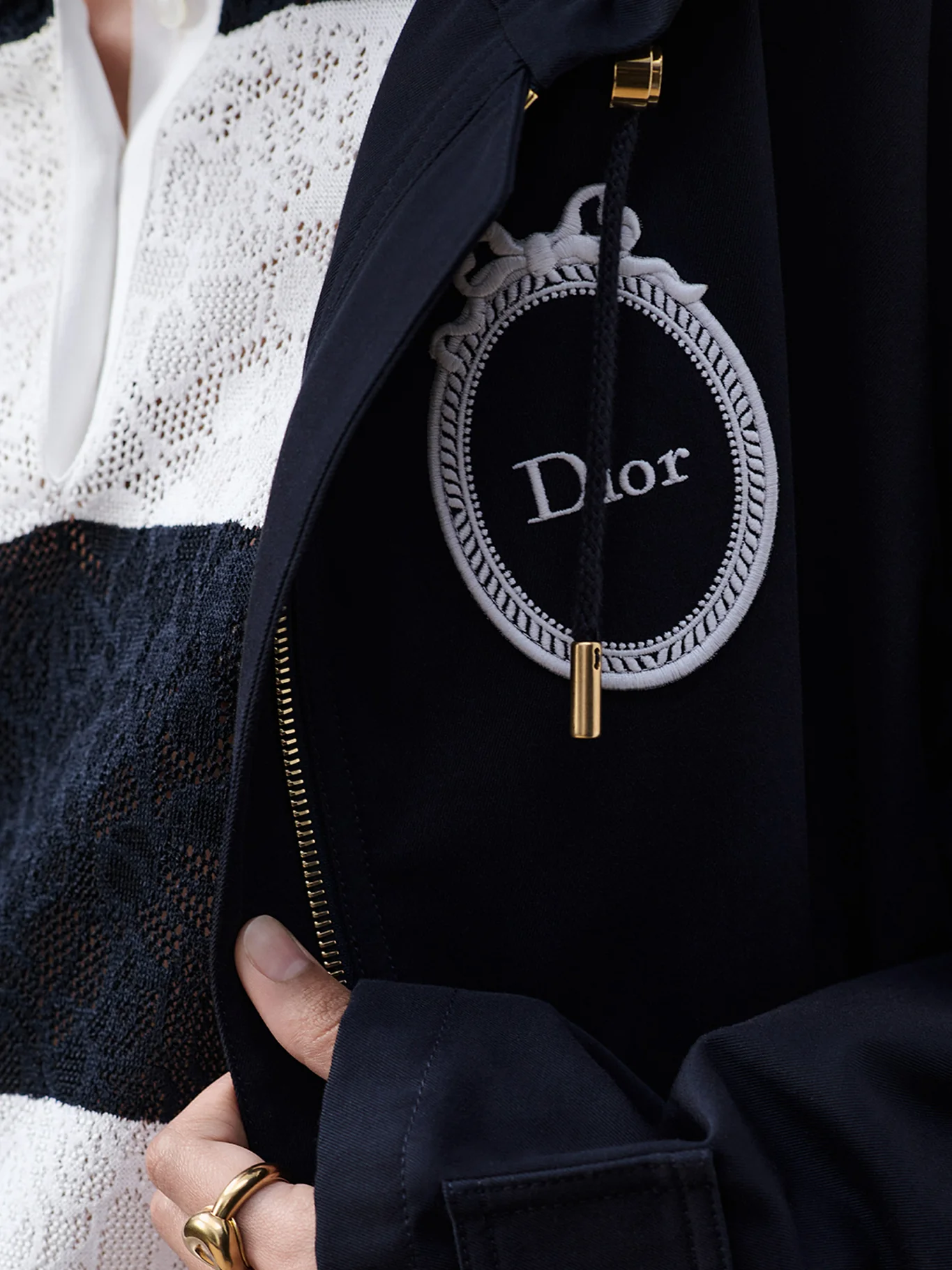 EMBROIDERED MEDALIST ANORAK IN COTTON AND SILK GABARDINE - Image 3