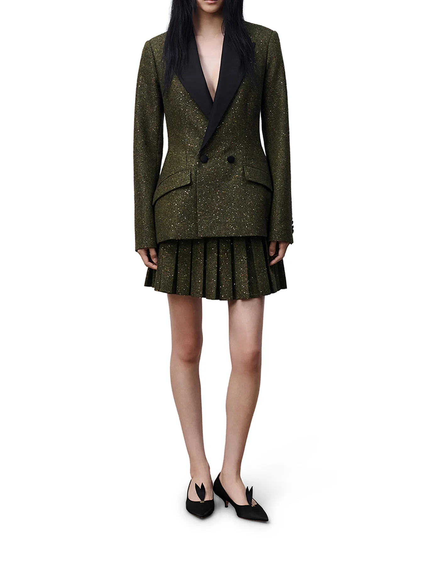 FITTED SILK AND WOOL TWEED JACKET WITH SEQUIN EMBROIDERY - Image 2