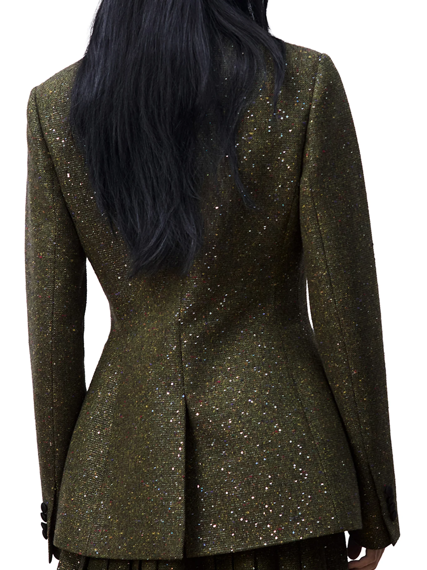 FITTED SILK AND WOOL TWEED JACKET WITH SEQUIN EMBROIDERY - Image 3