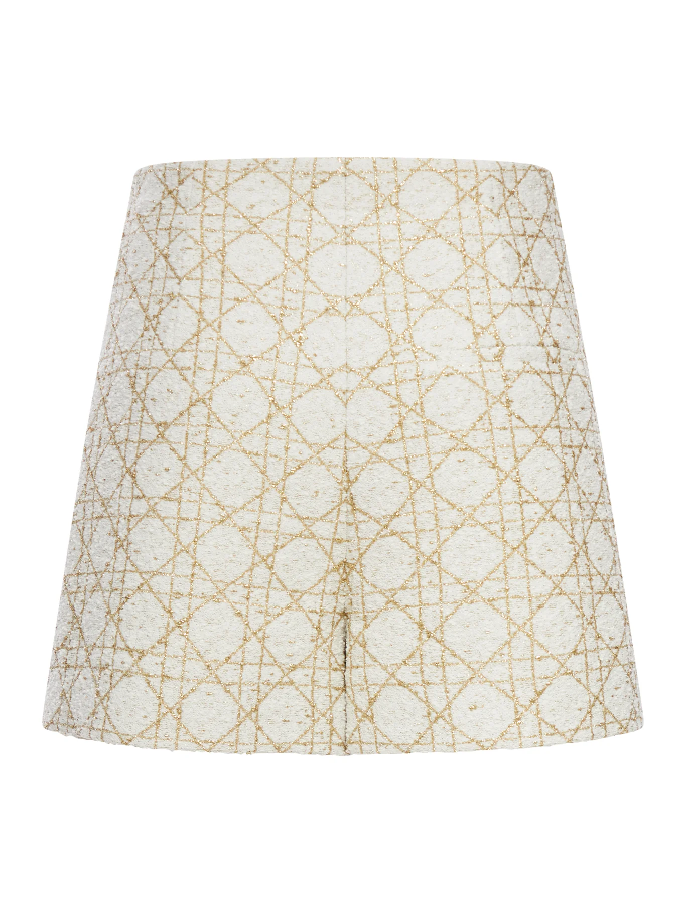 MACROCANNAGE TROUSERSKIRT IN WHITE AND GOLD WOOL BLEND TWEED - Image 2