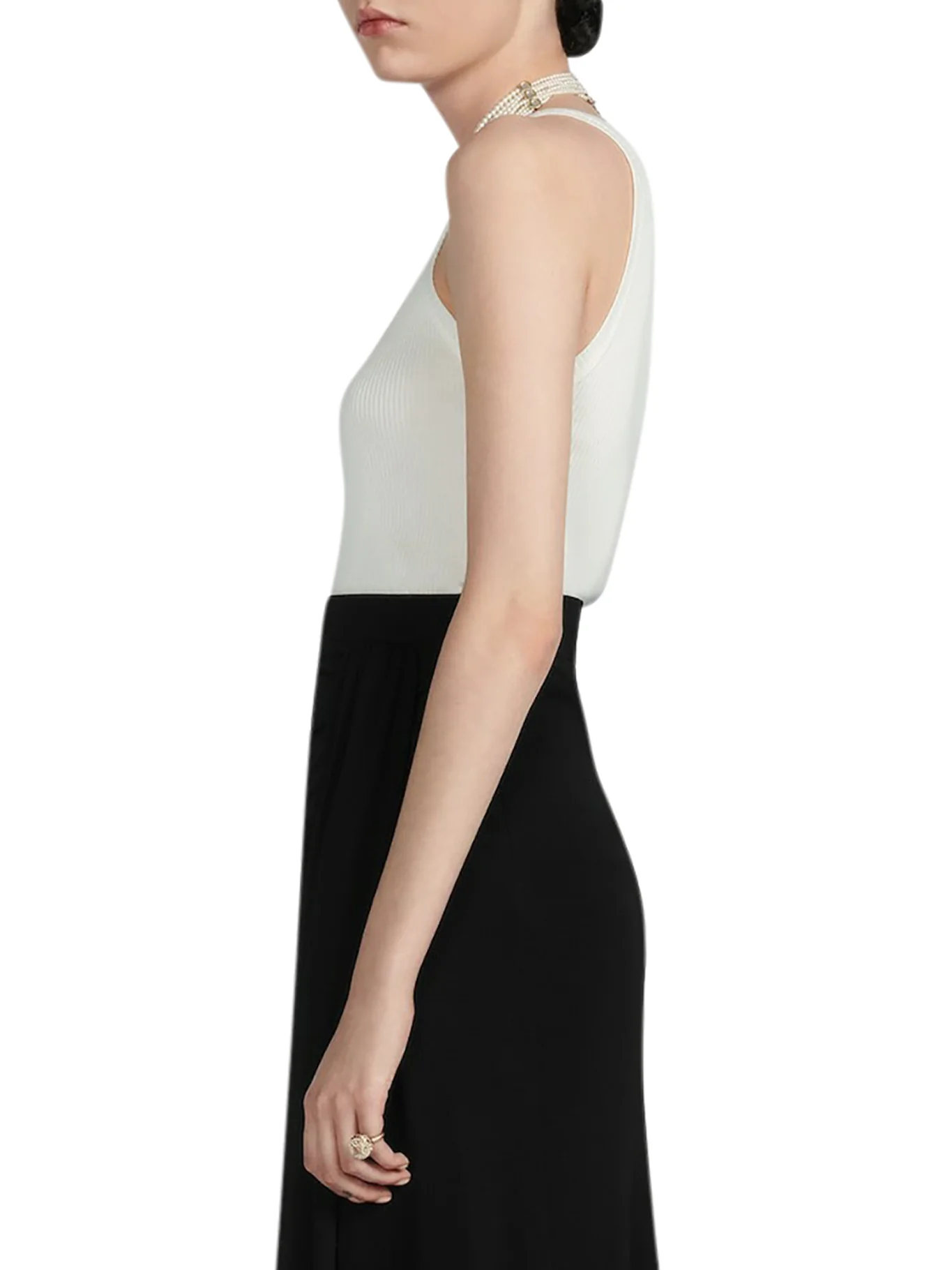 RIBBED WHITE COTTON JERSEY TANK TOP - Image 3