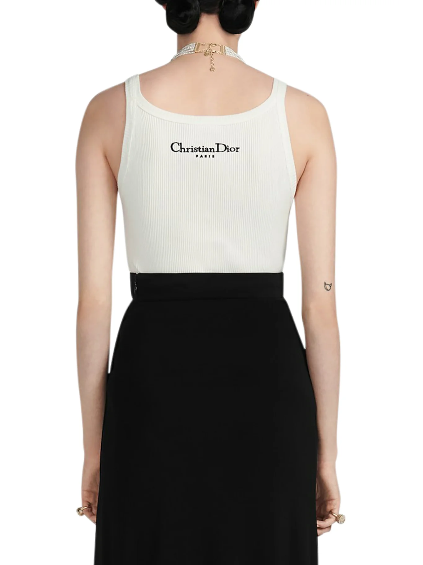 RIBBED WHITE COTTON JERSEY TANK TOP - Image 4