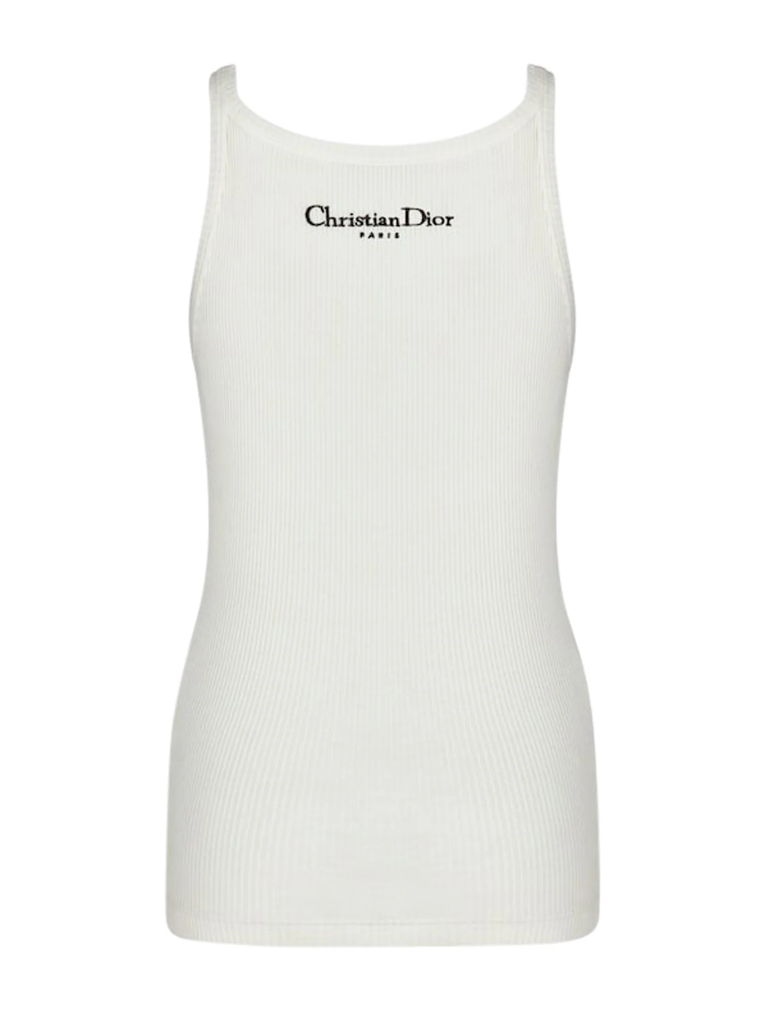 RIBBED WHITE COTTON JERSEY TANK TOP - Image 6