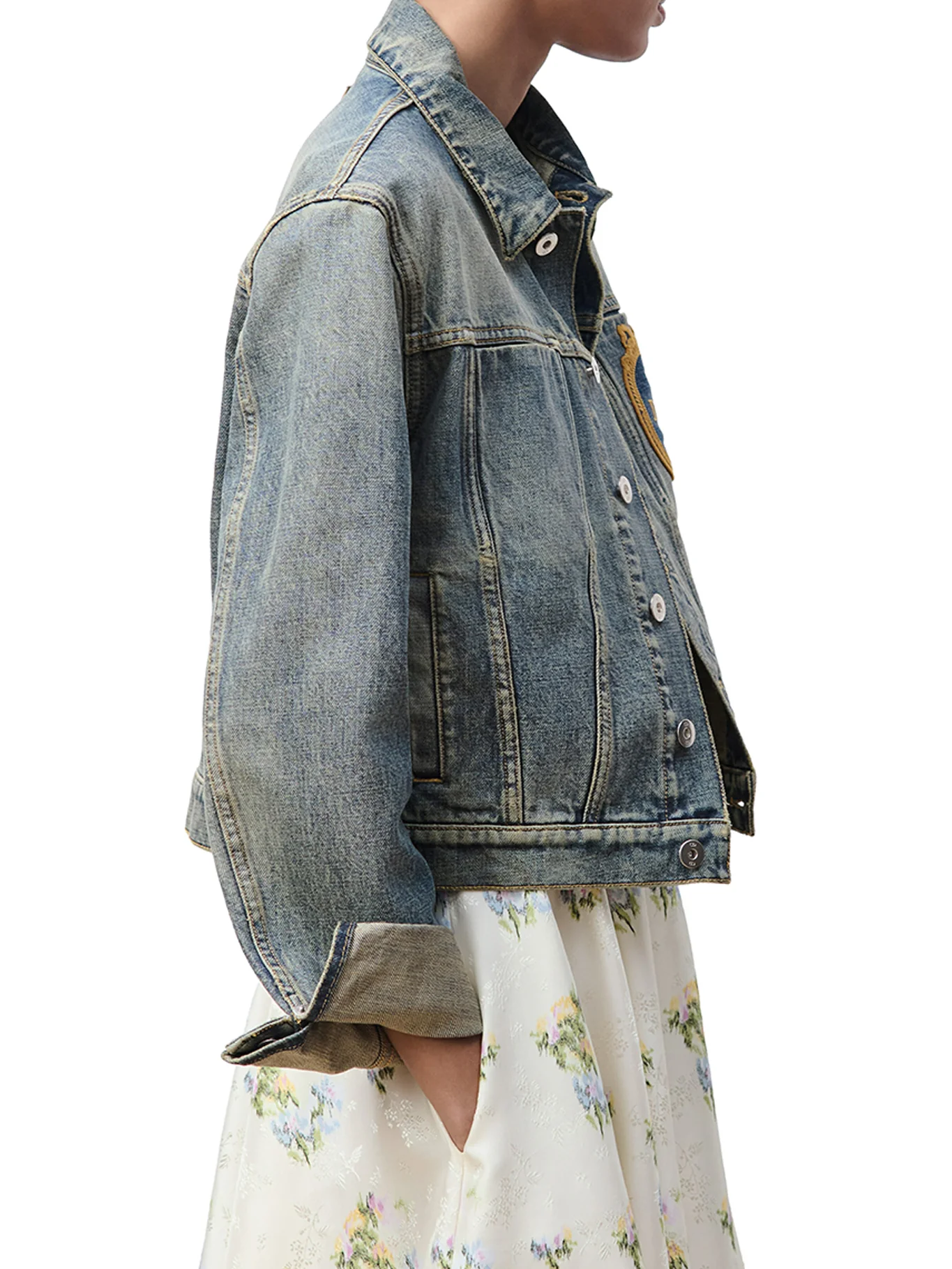 SHORT MÉDAILLON JACKET IN COTTON DENIM - Image 3