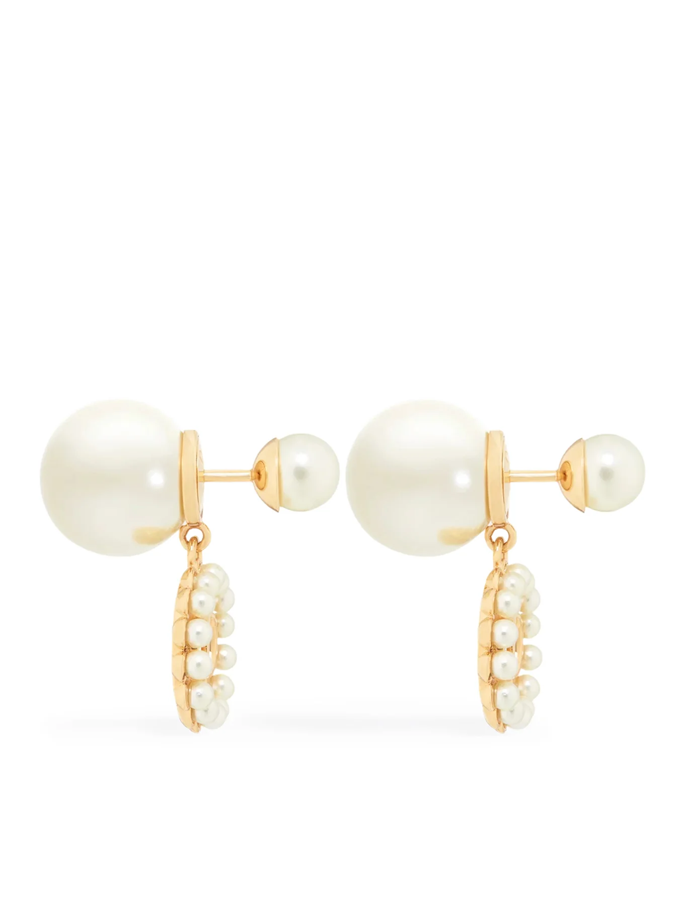 TRIBAL METAL EARRINGS WITH GOLD-COLOURED FINISH AND WHITE RESIN PEARLS - Image 2