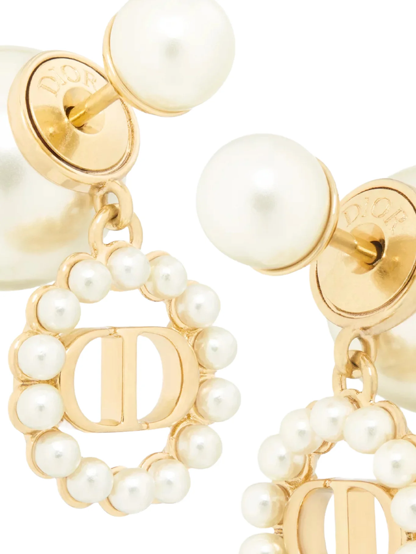 TRIBAL METAL EARRINGS WITH GOLD-COLOURED FINISH AND WHITE RESIN PEARLS - Image 3