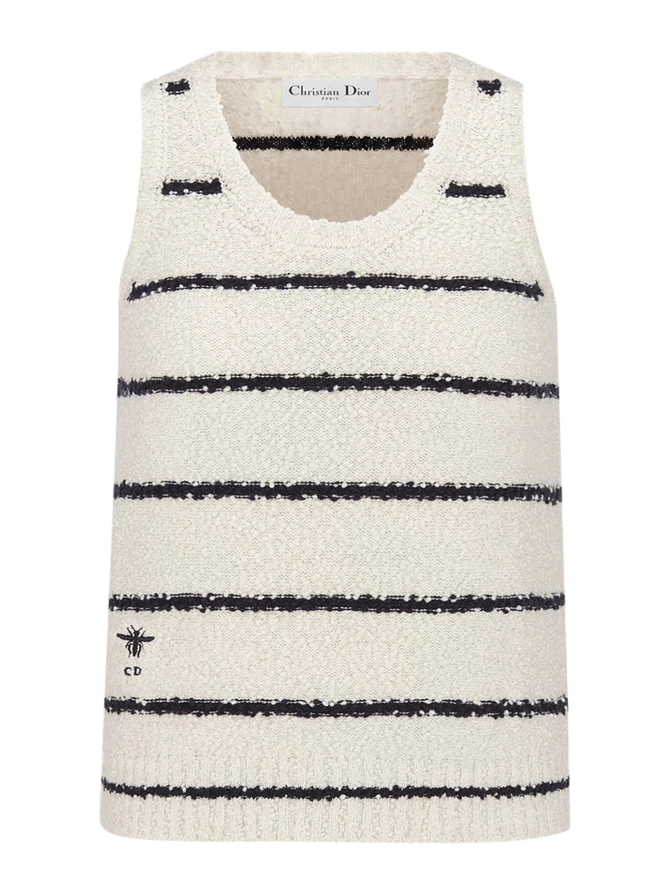 TWIN-SET MARINIÈRE KNITTED COTTON AND WOOL BOUCLÉ BLEND - Image 3