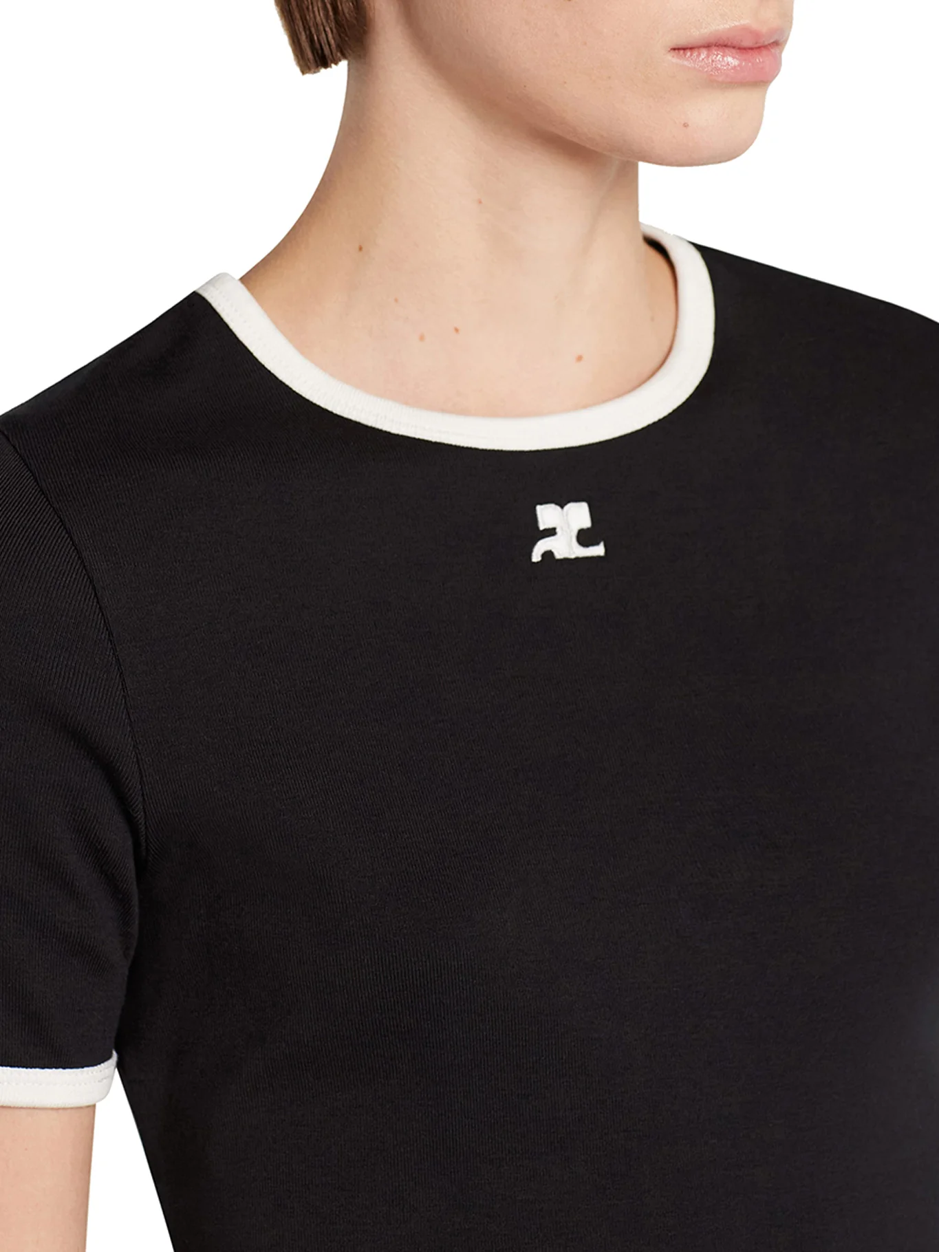 COTTON T SHIRT WITH CONTRASTING PROFILES - Image 4