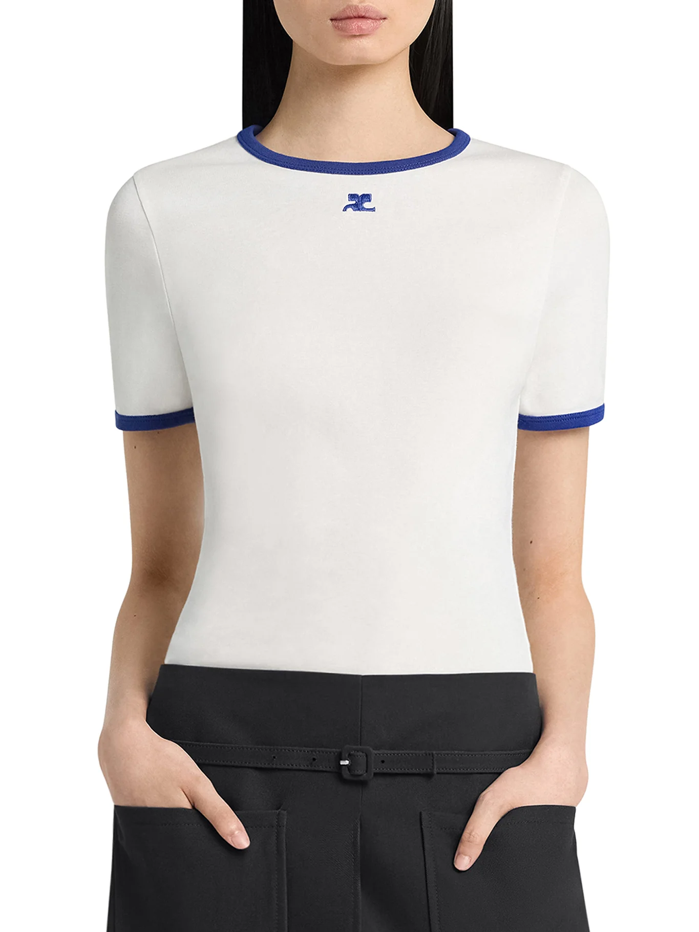 COTTON T-SHIRT WITH LOGO AND CONTRASTING PROFILES - Image 3