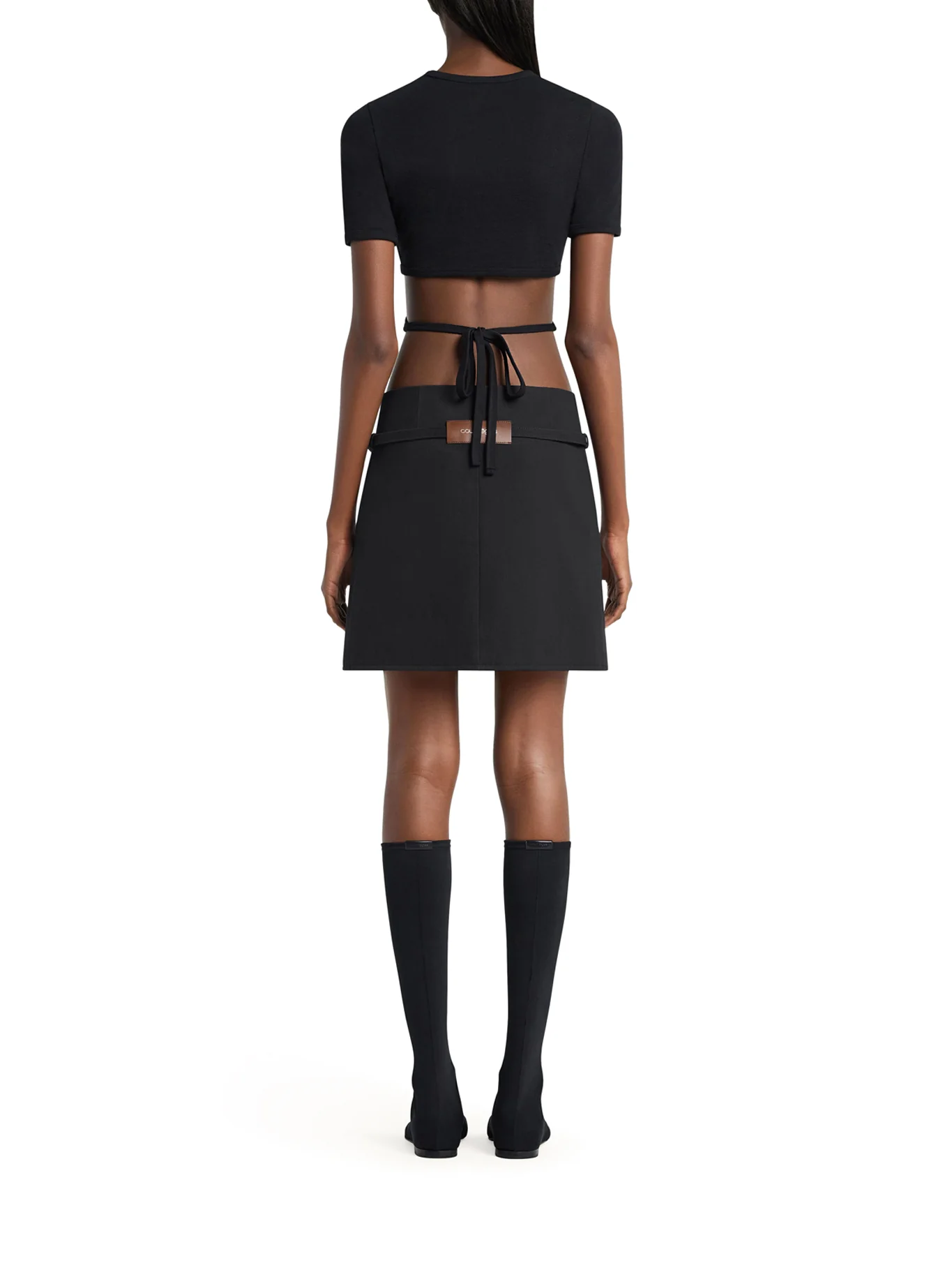 CROPPED T-SHIRT WITH EMBROIDERED LOGO AND CUT-OUT DETAIL - Image 3