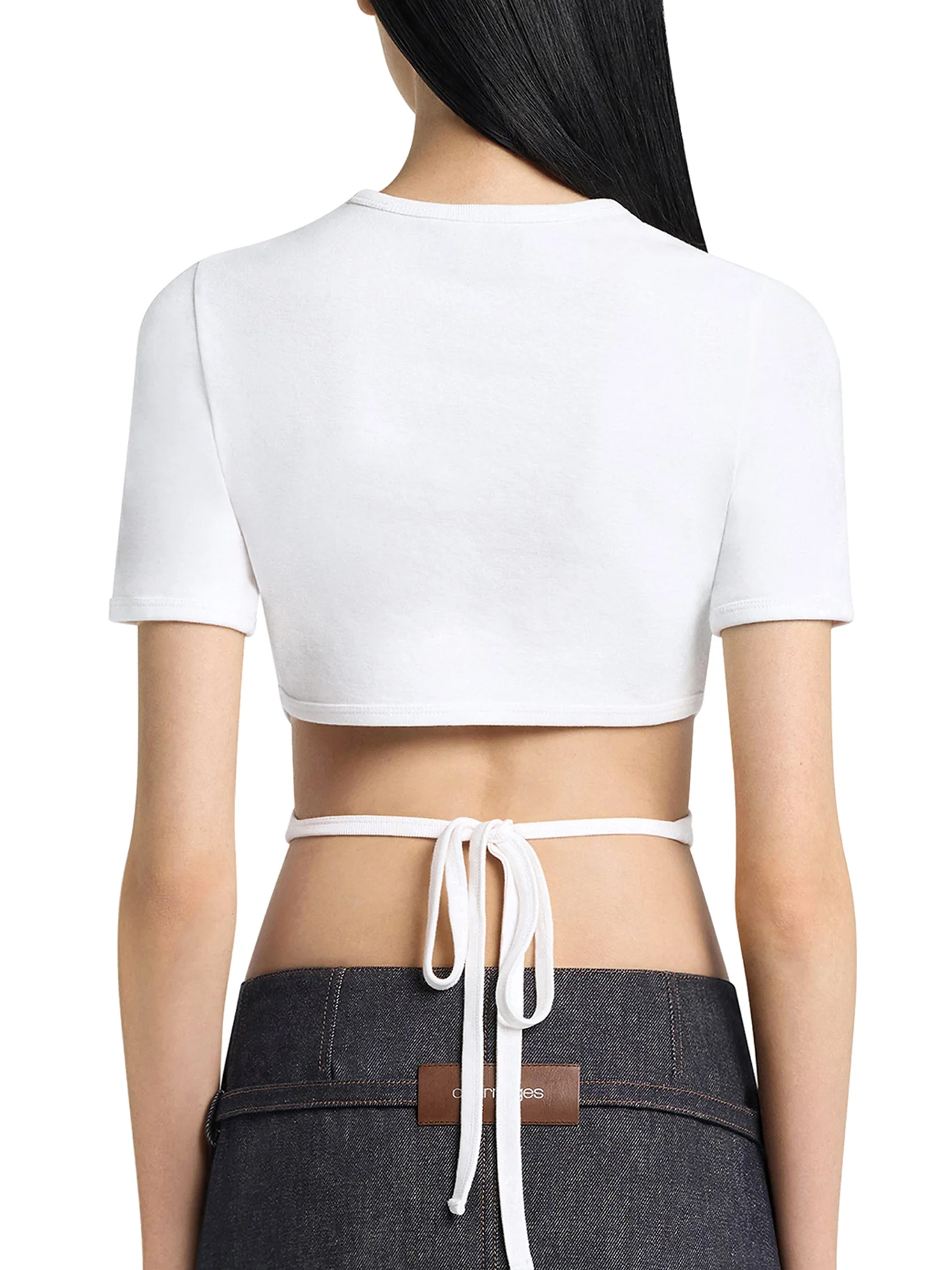 CROPPED T-SHIRT WITH EMBROIDERED LOGO AND CUT-OUT DETAIL - Image 5