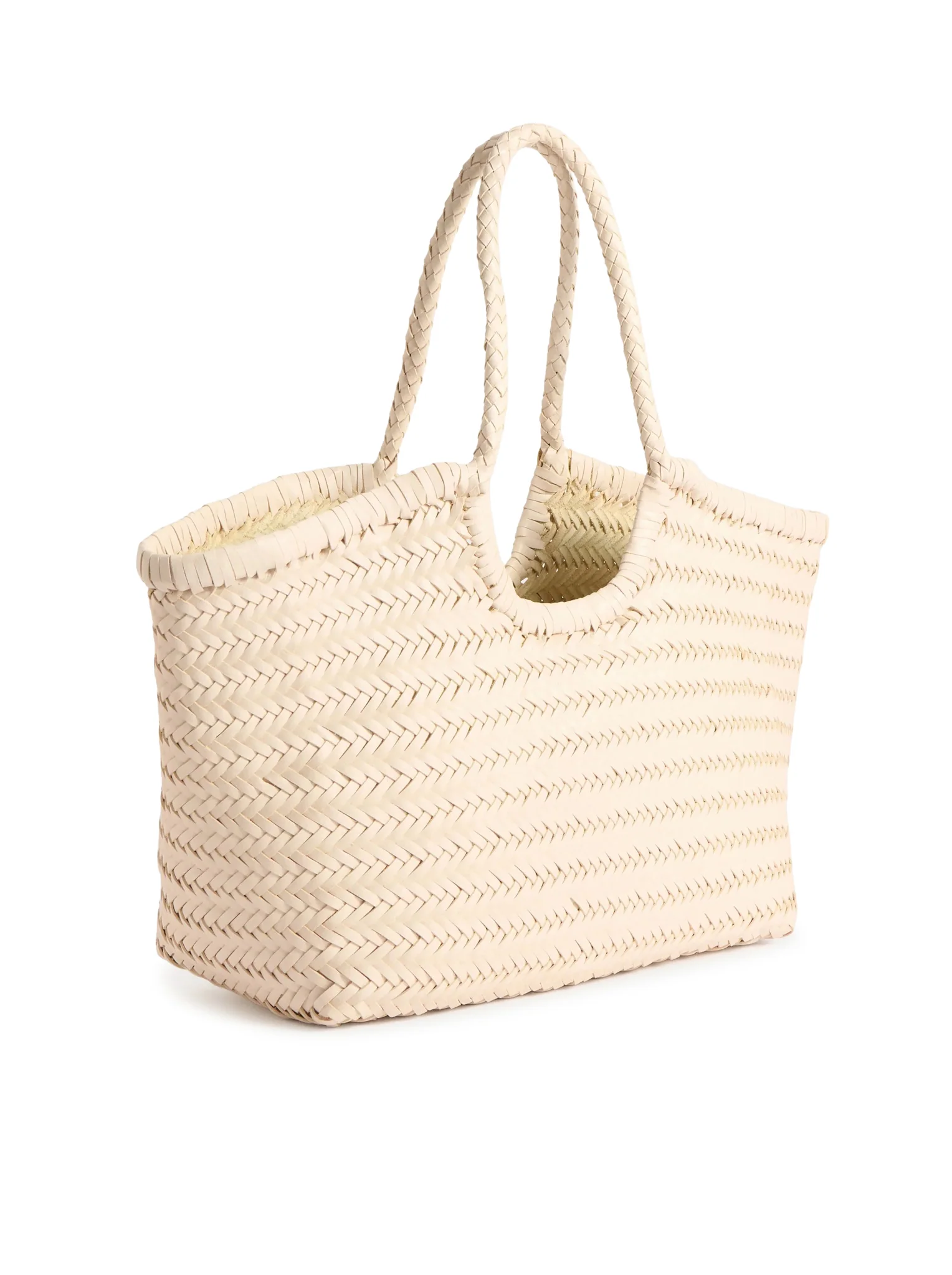 NANTUCKET BIG TOTE BAG IN WOVEN LEATHER SAND - Image 2