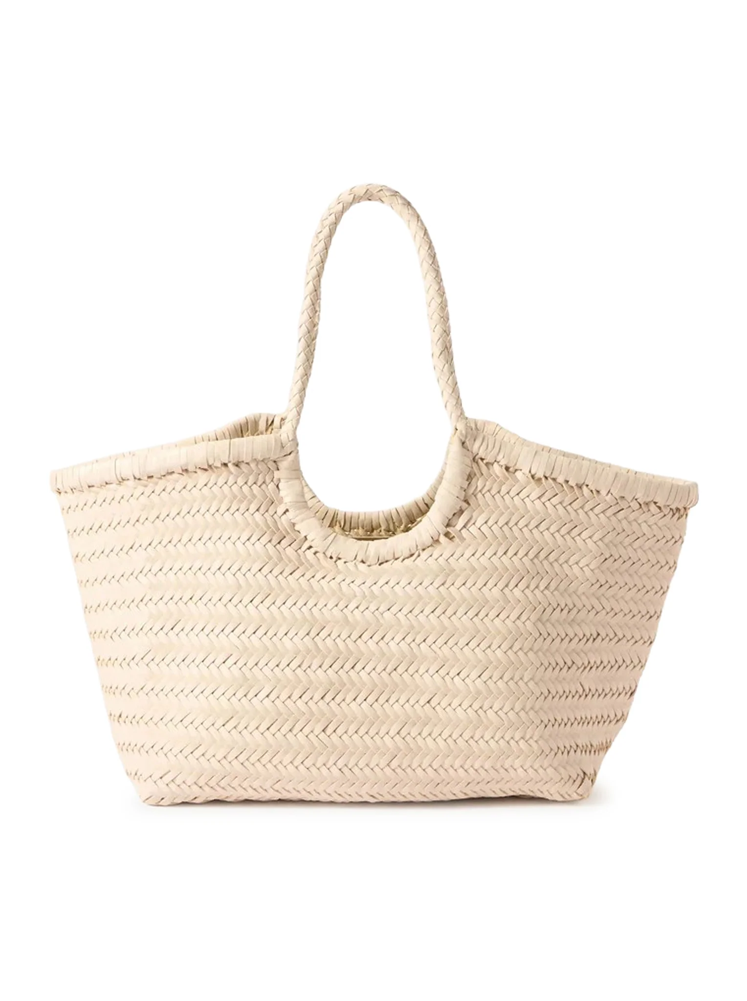 NANTUCKET BIG TOTE BAG IN WOVEN LEATHER SAND - Image 3