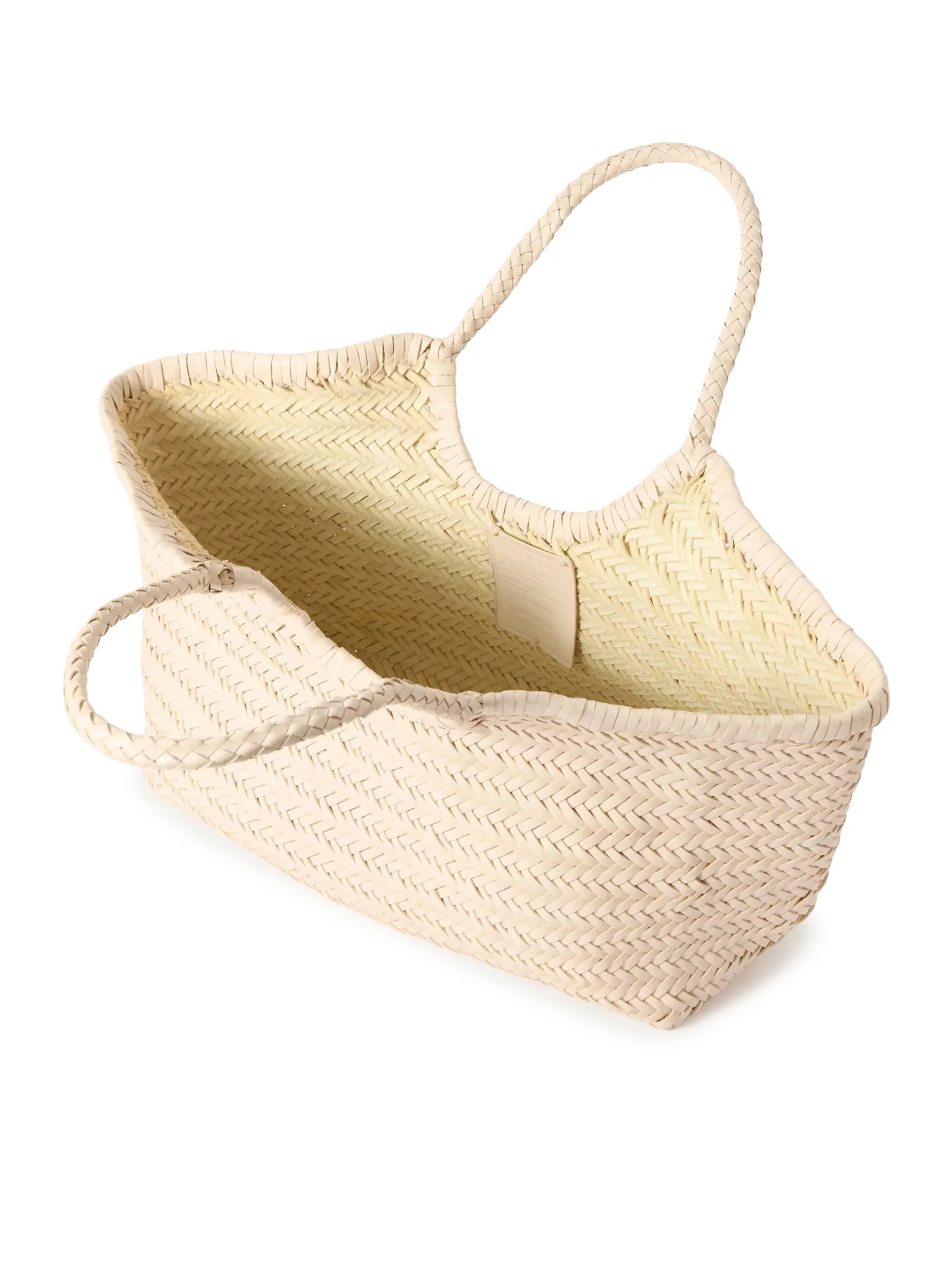 NANTUCKET BIG TOTE BAG IN WOVEN LEATHER SAND - Image 4