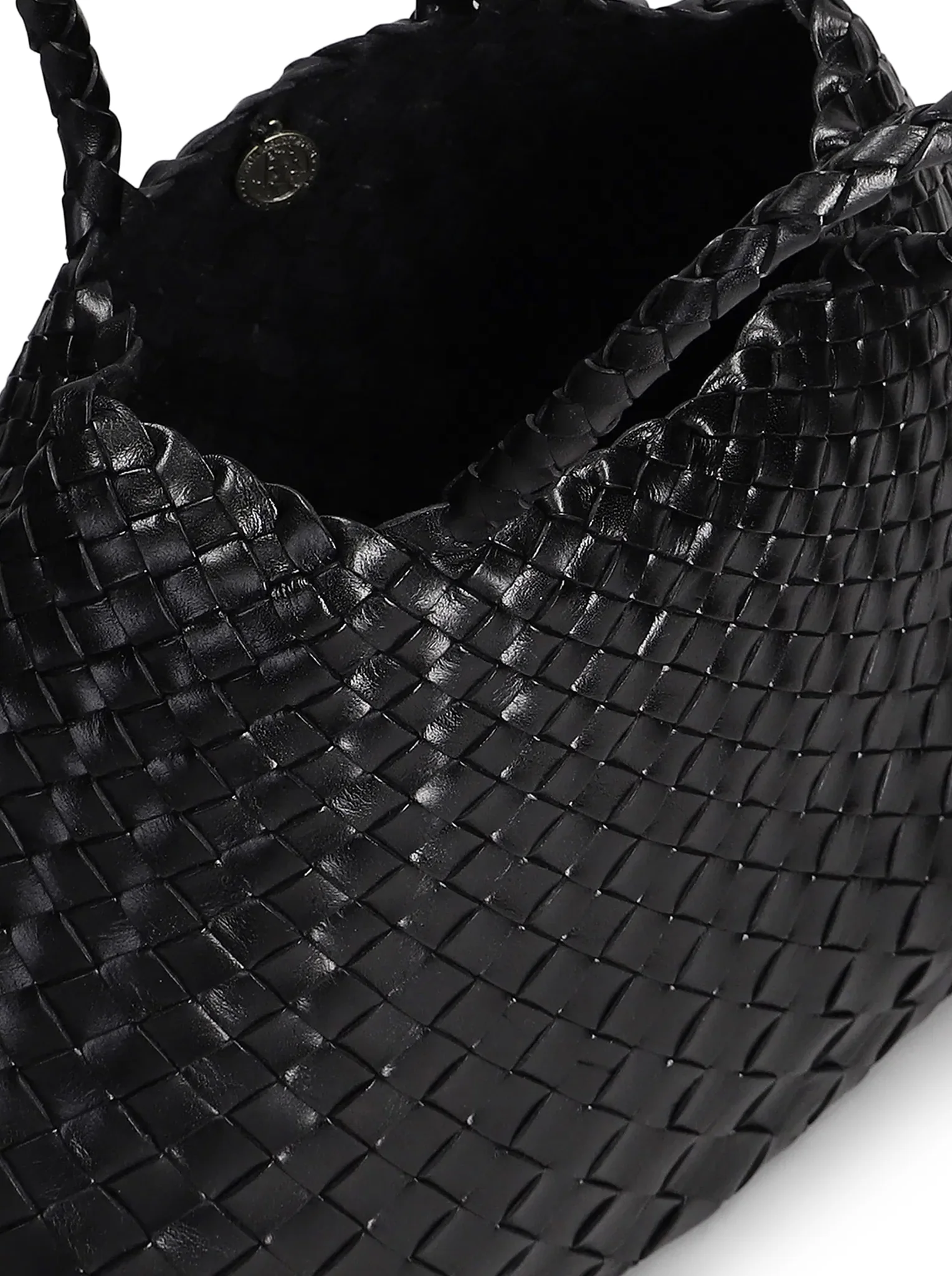 SANTA CROCE BIG BAG IN BLACK WOVEN LEATHER - Image 5