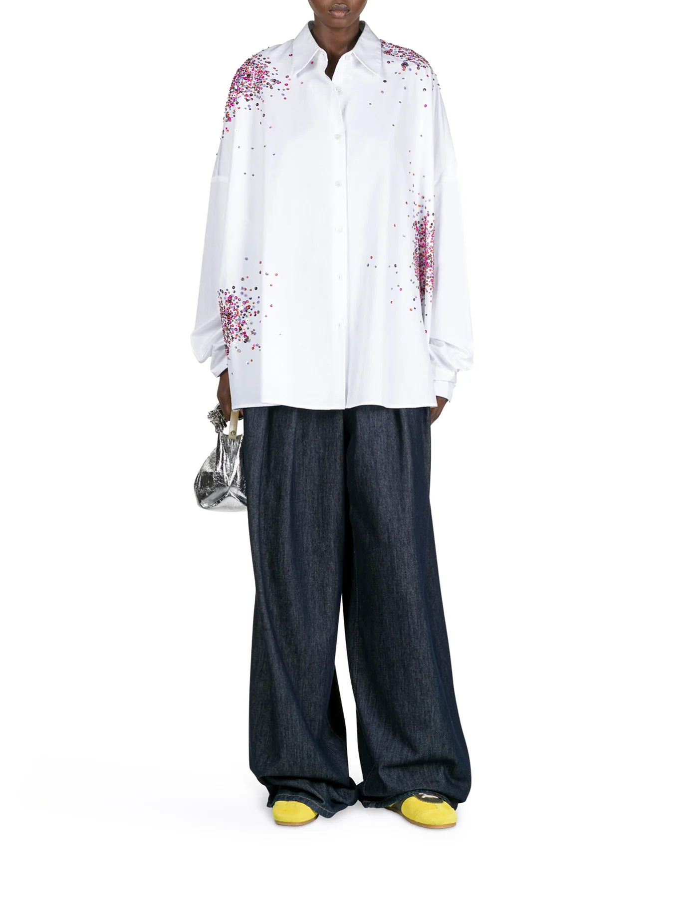 OVERSIZED COTTON SHIRT WITH APPLIQUES - Image 2