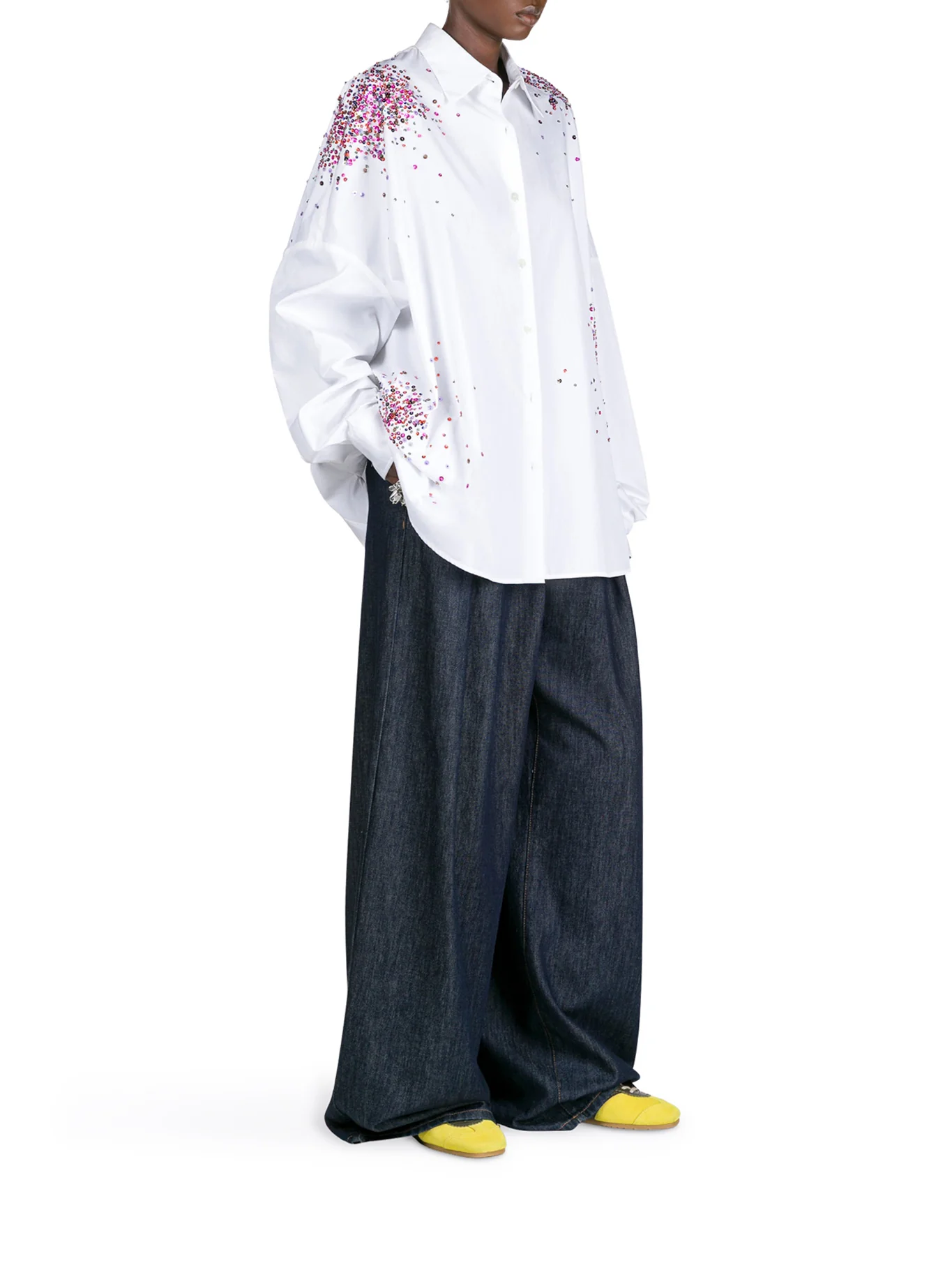 OVERSIZED COTTON SHIRT WITH APPLIQUES - Image 4