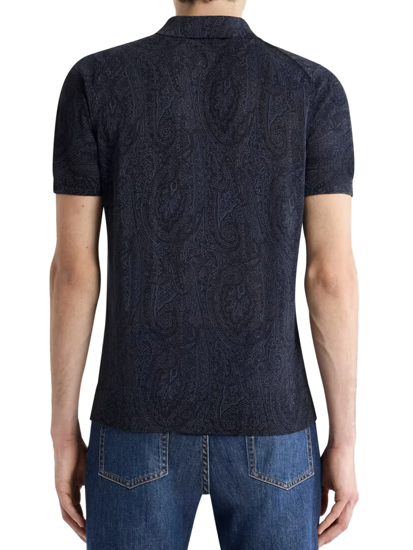 COTTON BLEND POLO SHIRT WITH FLORAL PAISLEY PATTERN - Image 3