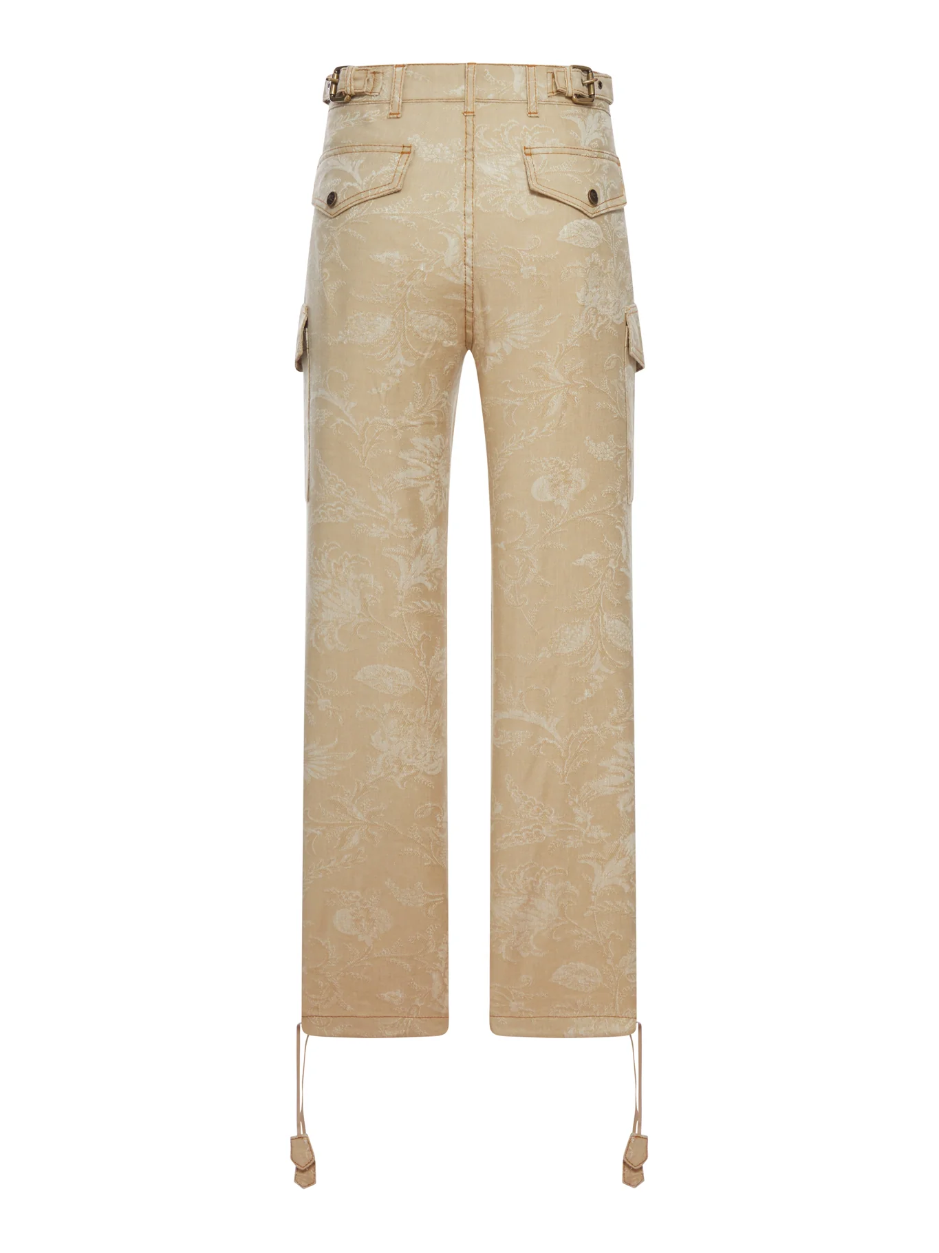 JACQUARD CARGO TROUSERS WITH FLORAL PATTERN AND DRAWSTRING AT THE BOTTOM - Image 2
