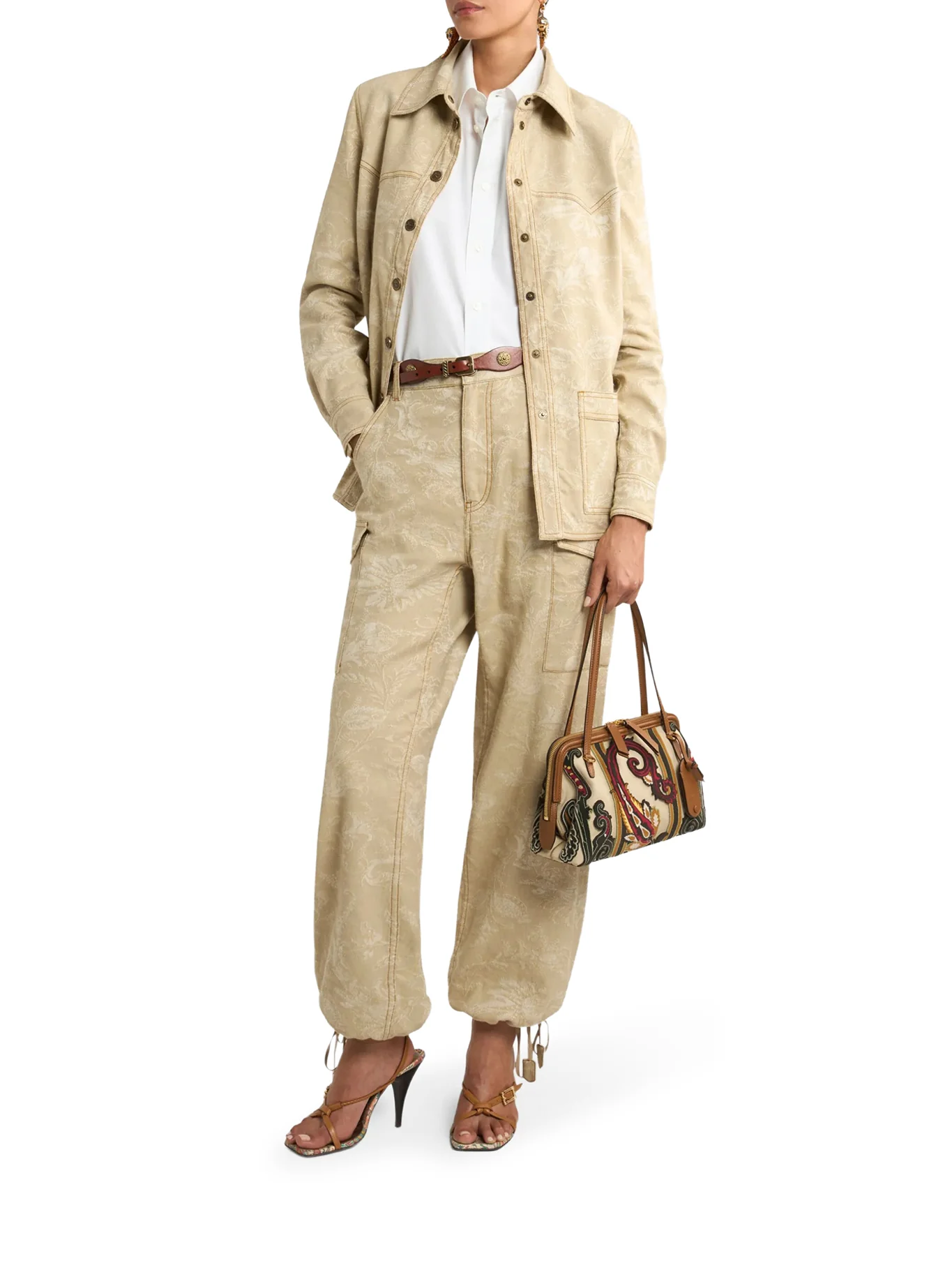JACQUARD OVERSHIRT WITH TONE-ON-TONE FLORAL PATTERN - Image 2