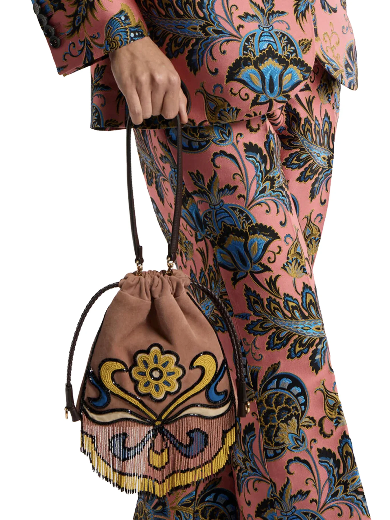 KALISPERA SMALL SUEDE BAG WITH BEADS AND FRINGES - Image 2