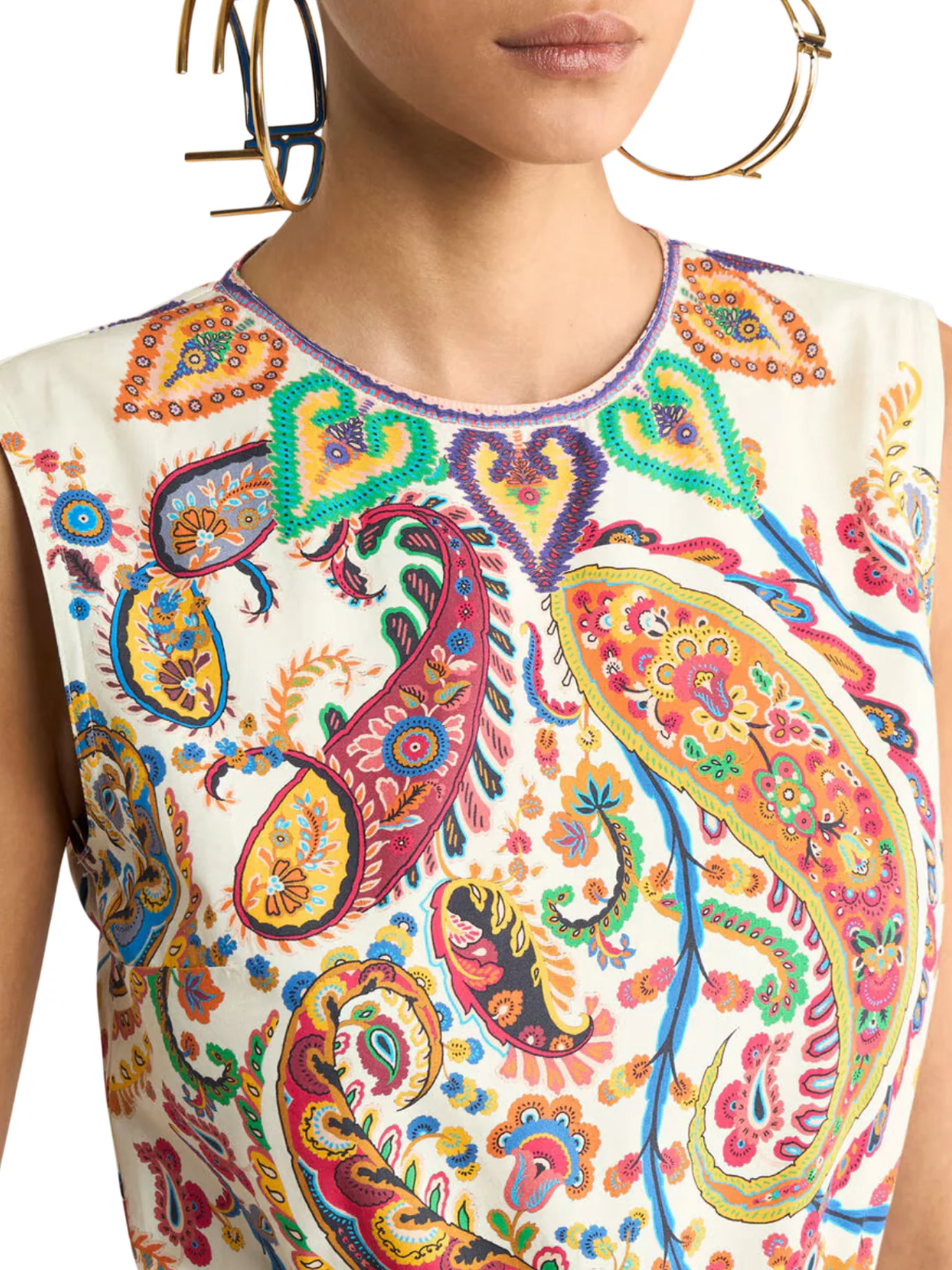 LONG COTTON DRESS WITH FLORAL PAISLEY PRINT - Image 4