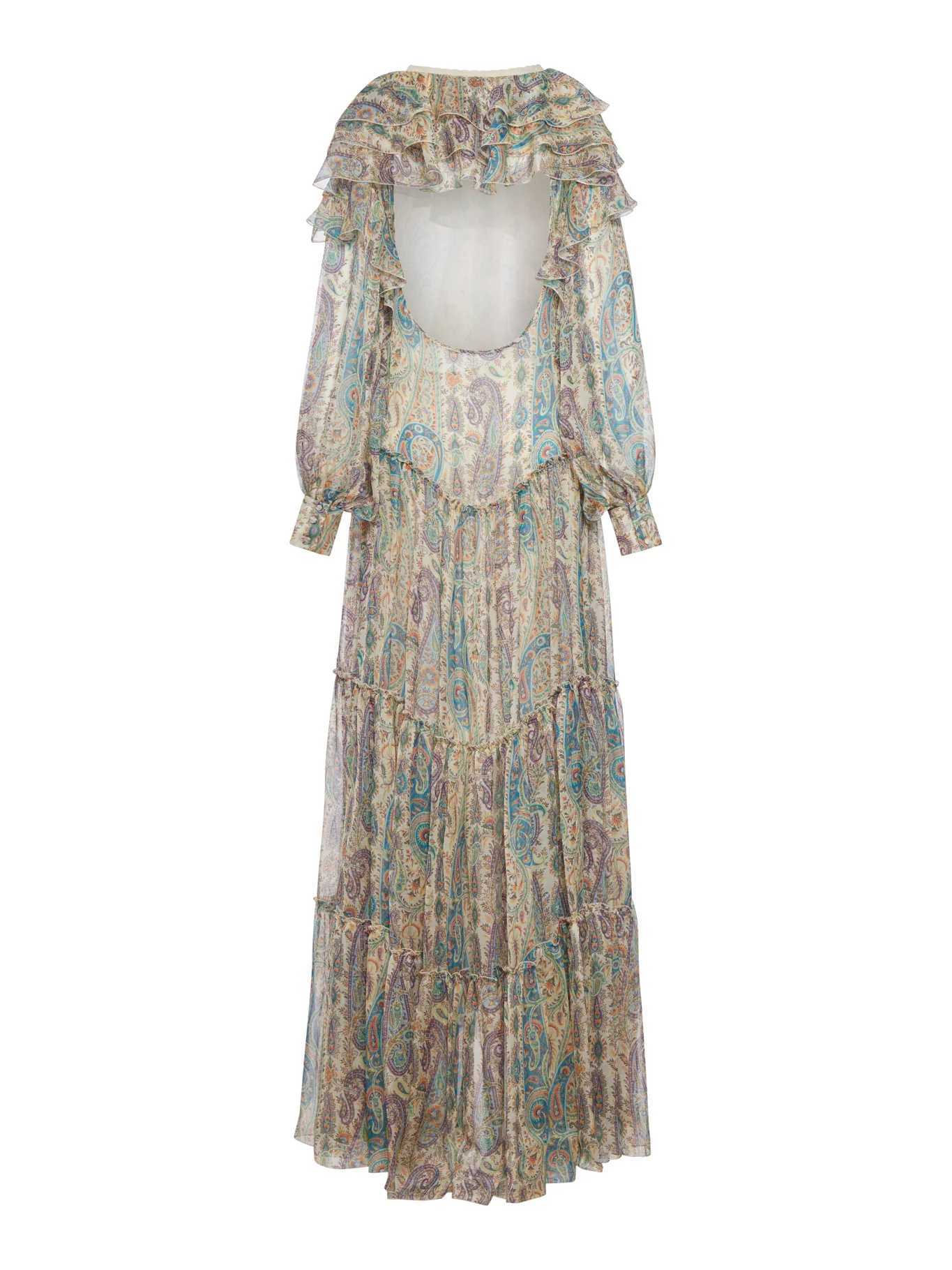 LONG SILK DRESS WITH FLORAL PAISLEY PATTERN - Image 2