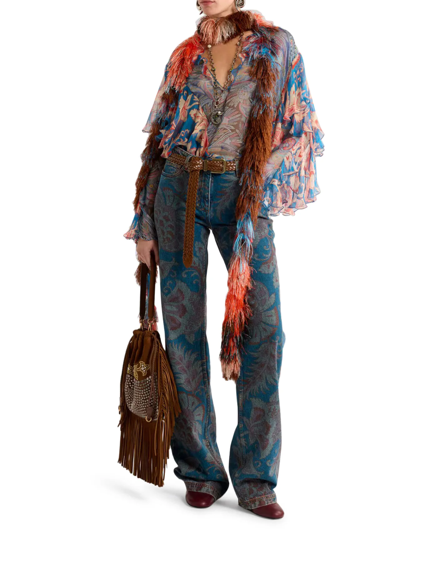 LONG-SLEEVED SILK BLOUSE WITH RUFFLES - Image 2