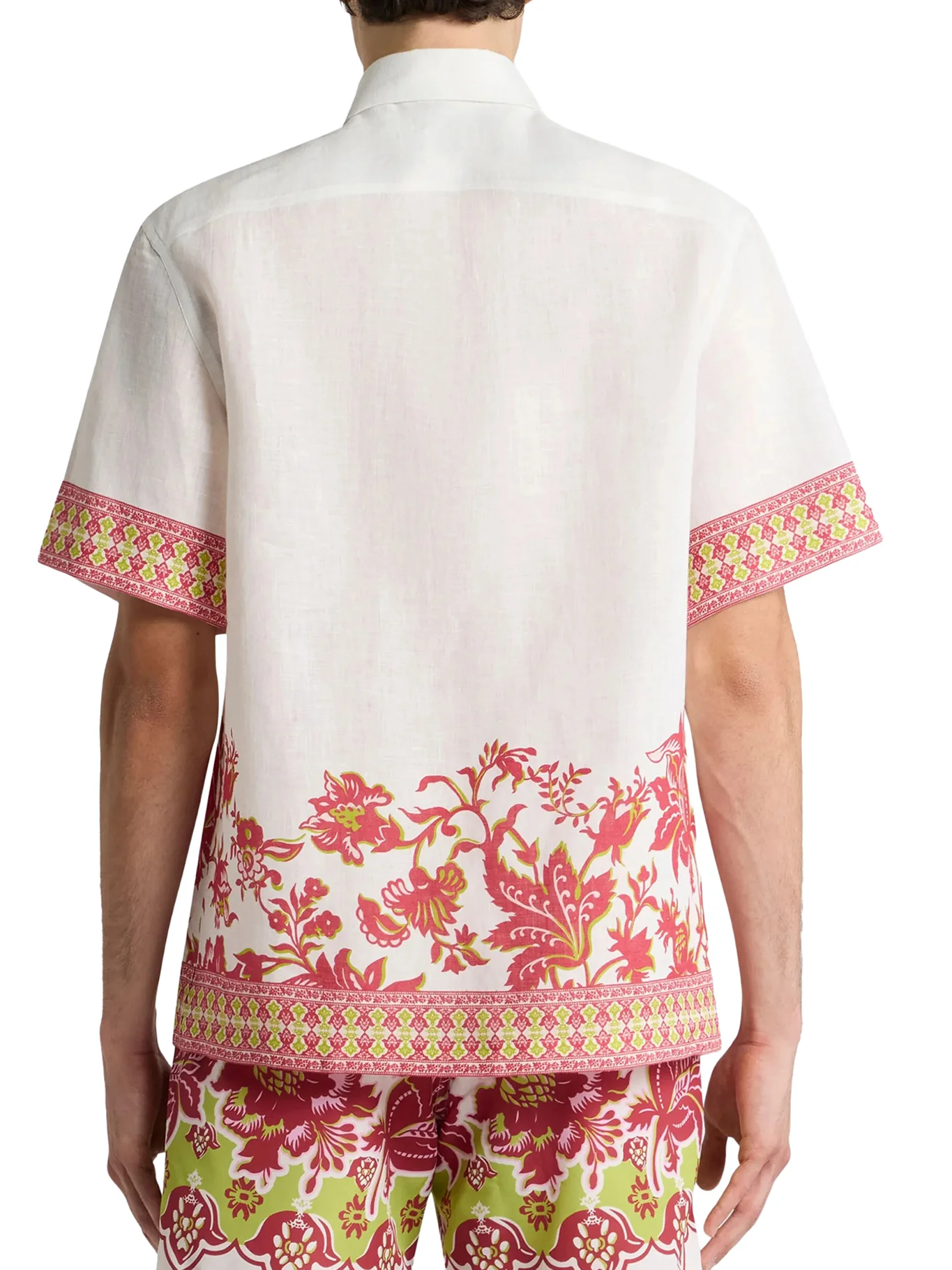 OVERSIZED LINEN SHIRT WITH PLACED FLORAL PRINT - Image 3