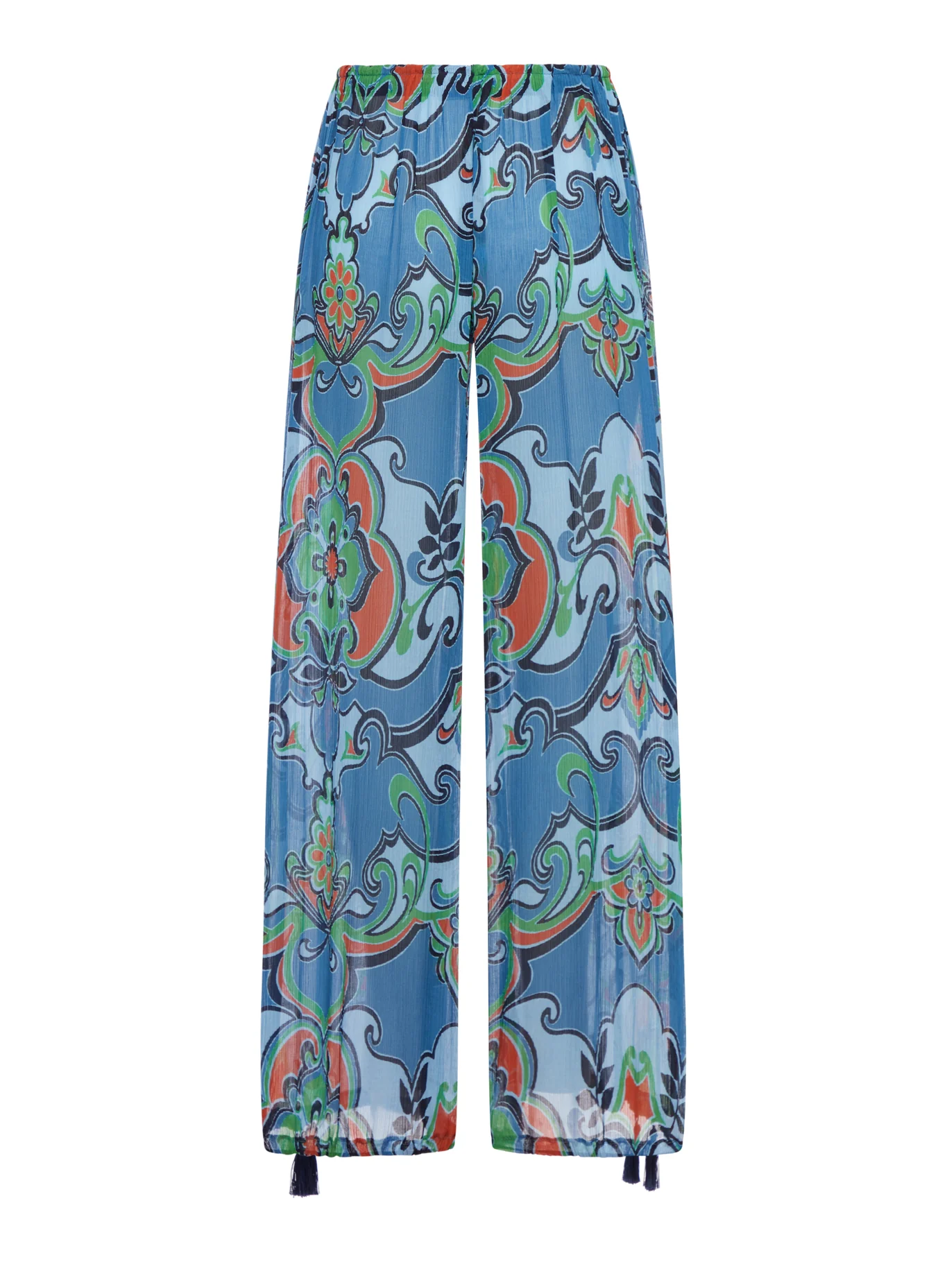 PRINTED SILK BLEND TROUSERS WITH DRAWSTRING - Image 2