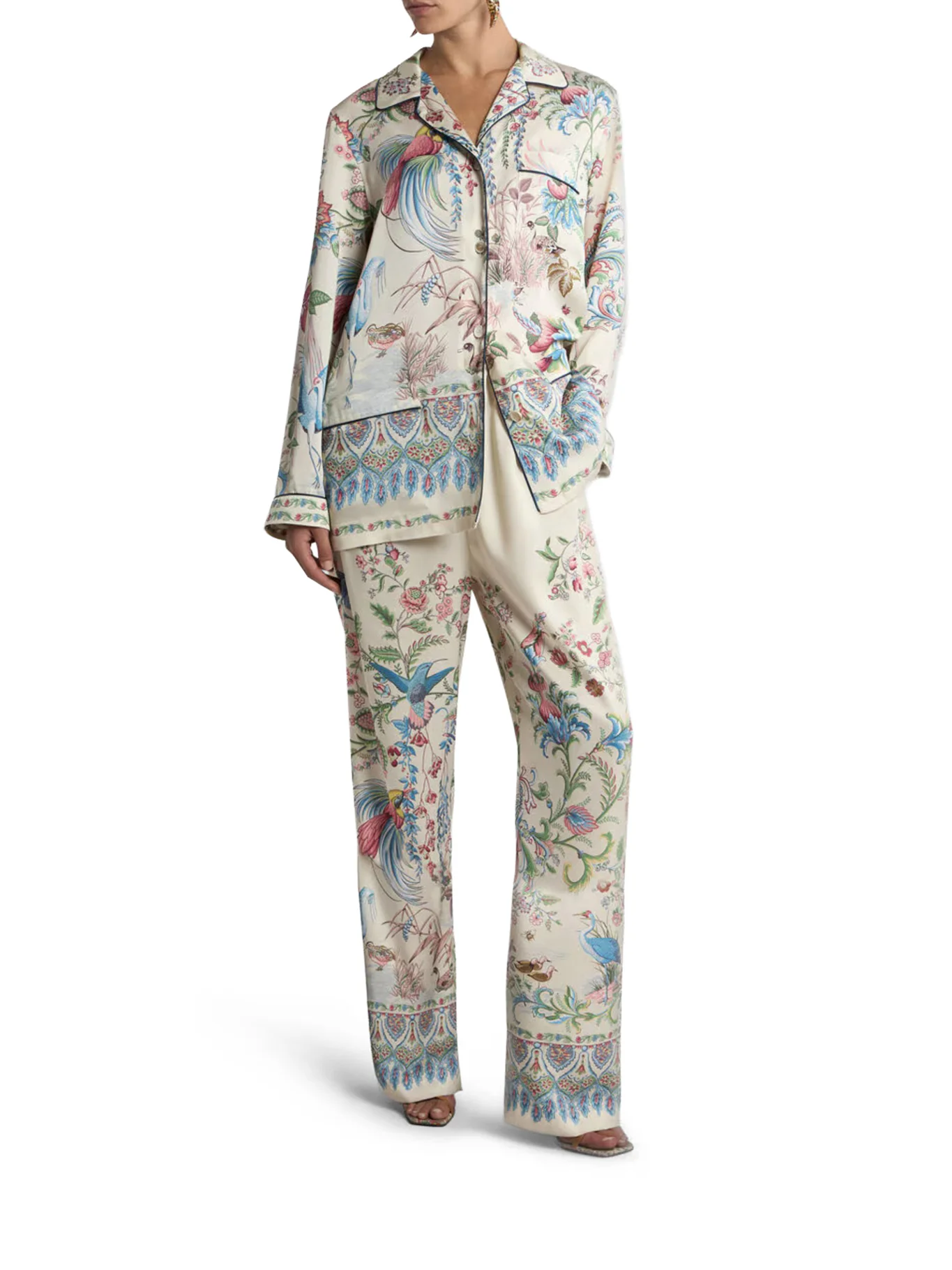 TWILL SHIRT WITH PLACED FLORA AND FAUNA PRINT - Image 2