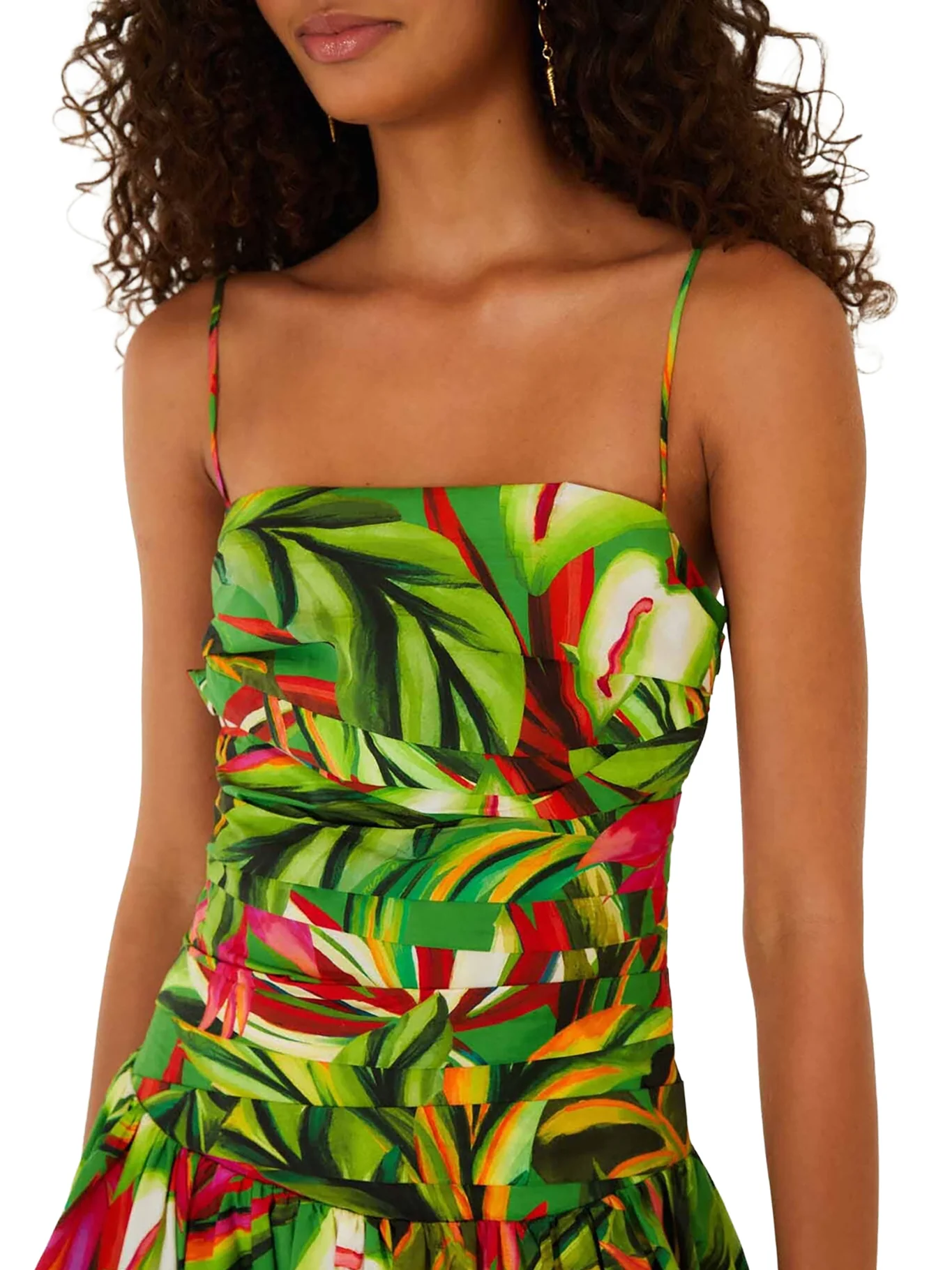 LONG TROPICAL DRESS WITH THIN STRAPS - Image 5