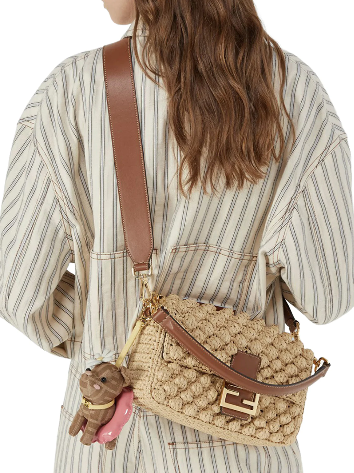 BAGUETTE BAG IN RAFFIA WITH A HAZELNUT STITCH - Image 3