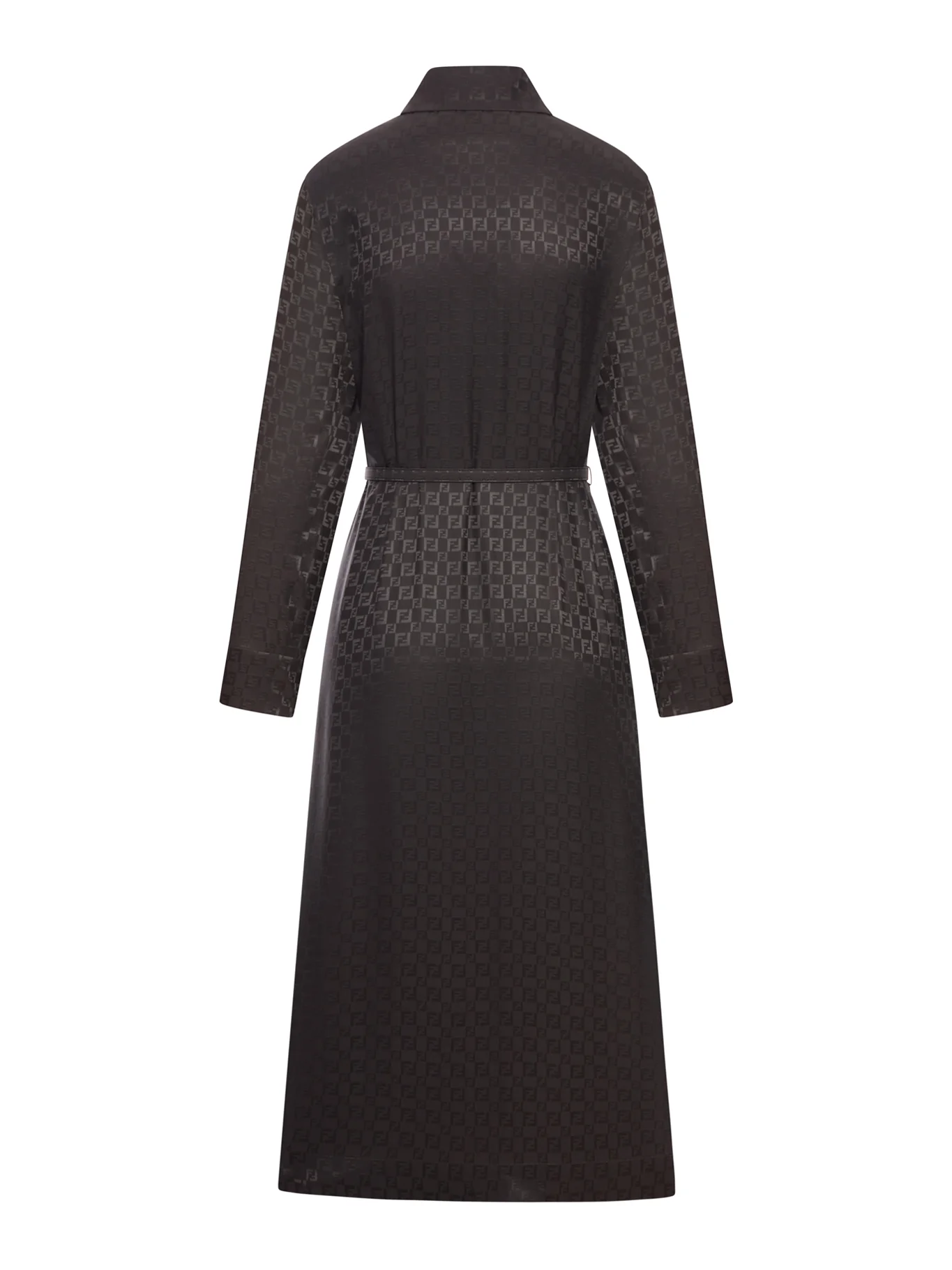 BROWN FF JACQUARD SILK DRESS - Image 2