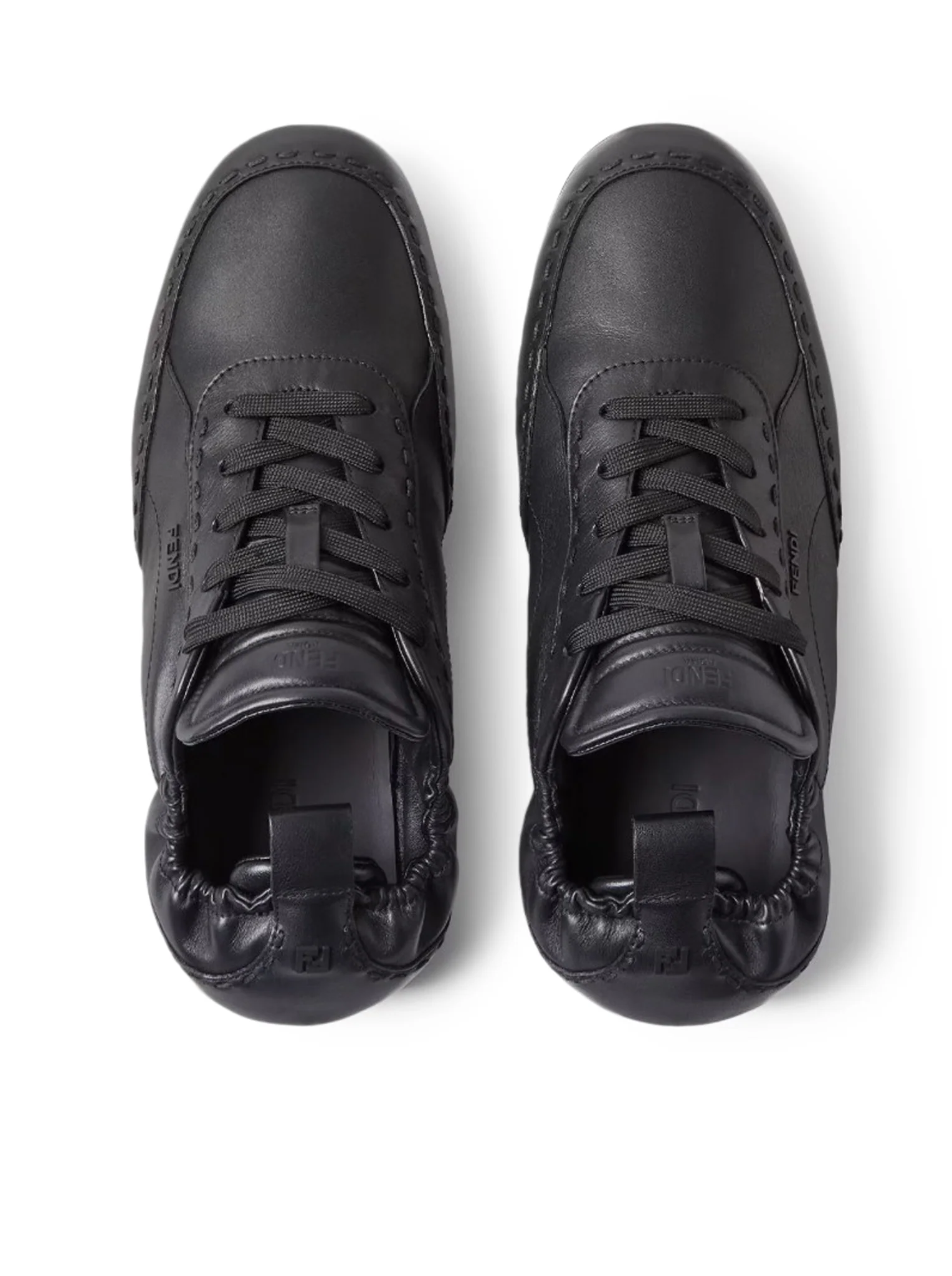 FENDI FIT LOW-TOP SNEAKERS IN BLACK LEATHER - Image 5