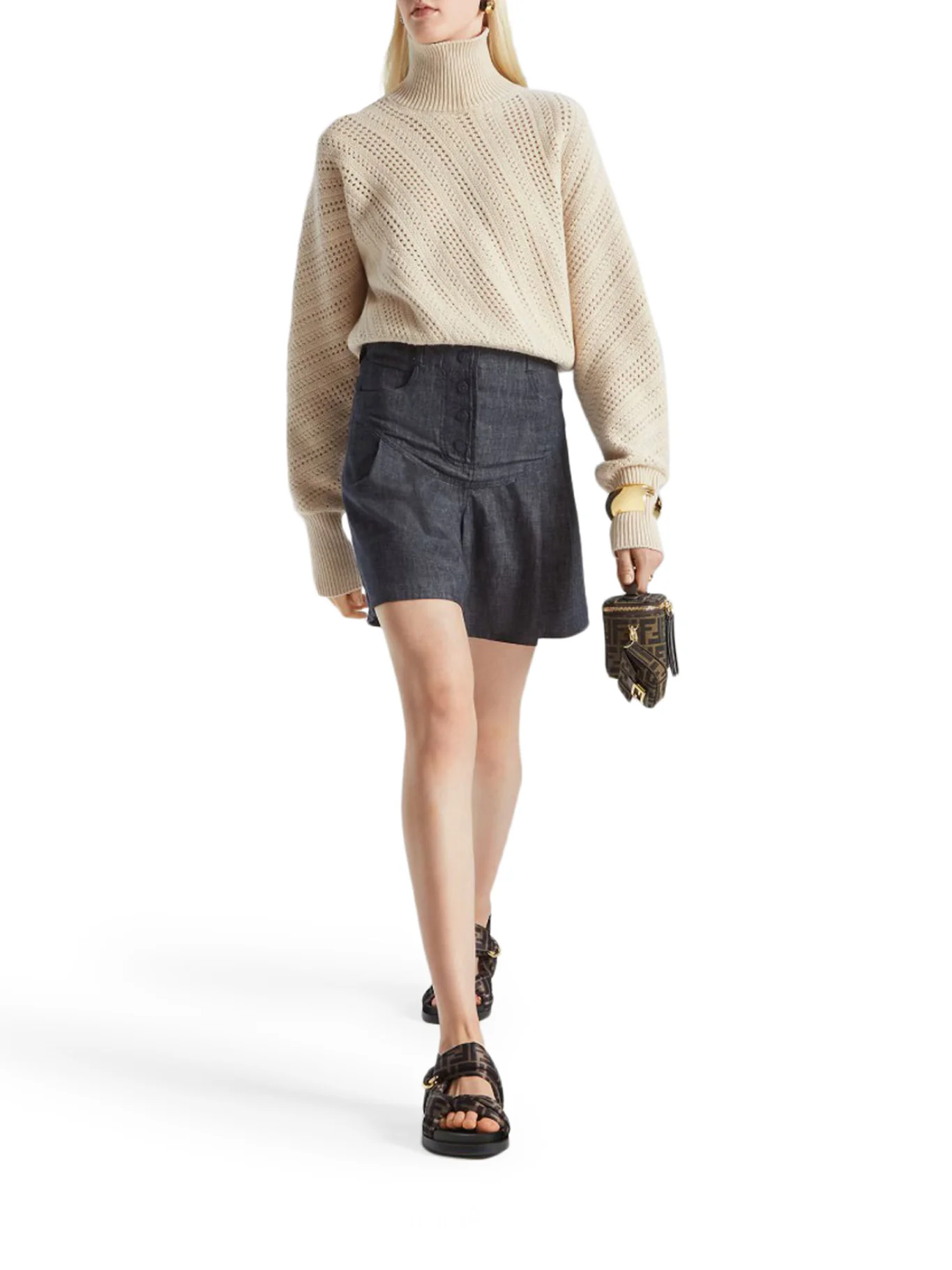 FENDI VANITY MINI BAG IN FF JACQUARD FABRIC, TOBACCO BROWN - Image 2