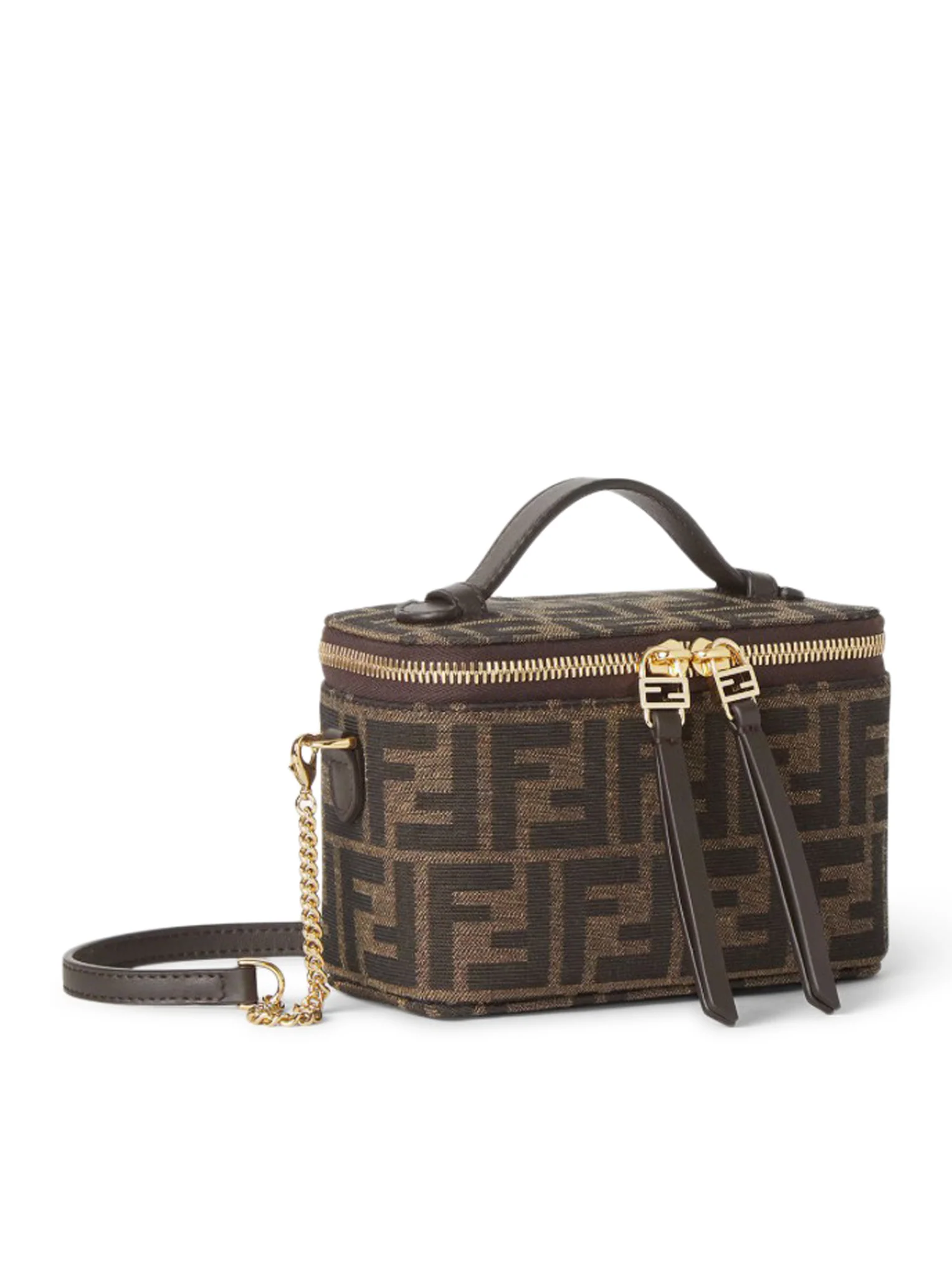 FENDI VANITY MINI BAG IN FF JACQUARD FABRIC, TOBACCO BROWN - Image 4