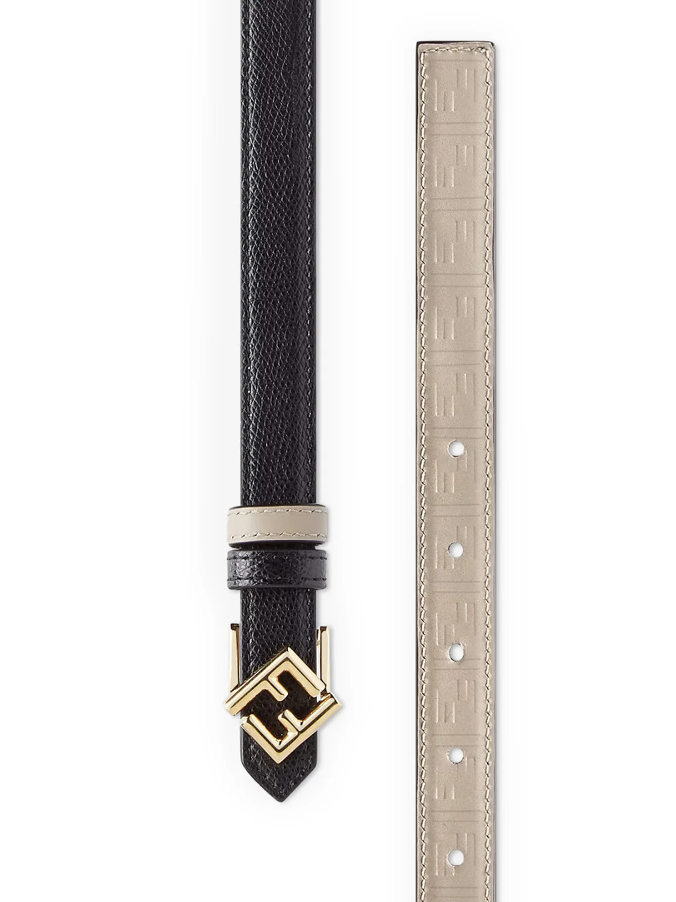 FF DIAMONDS REVERSIBLE BELT IN BLACK AND BEIGE LEATHER - Image 3